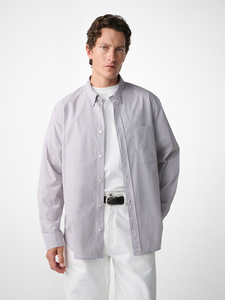 Kingston Shirt in White / Brown Microcheck