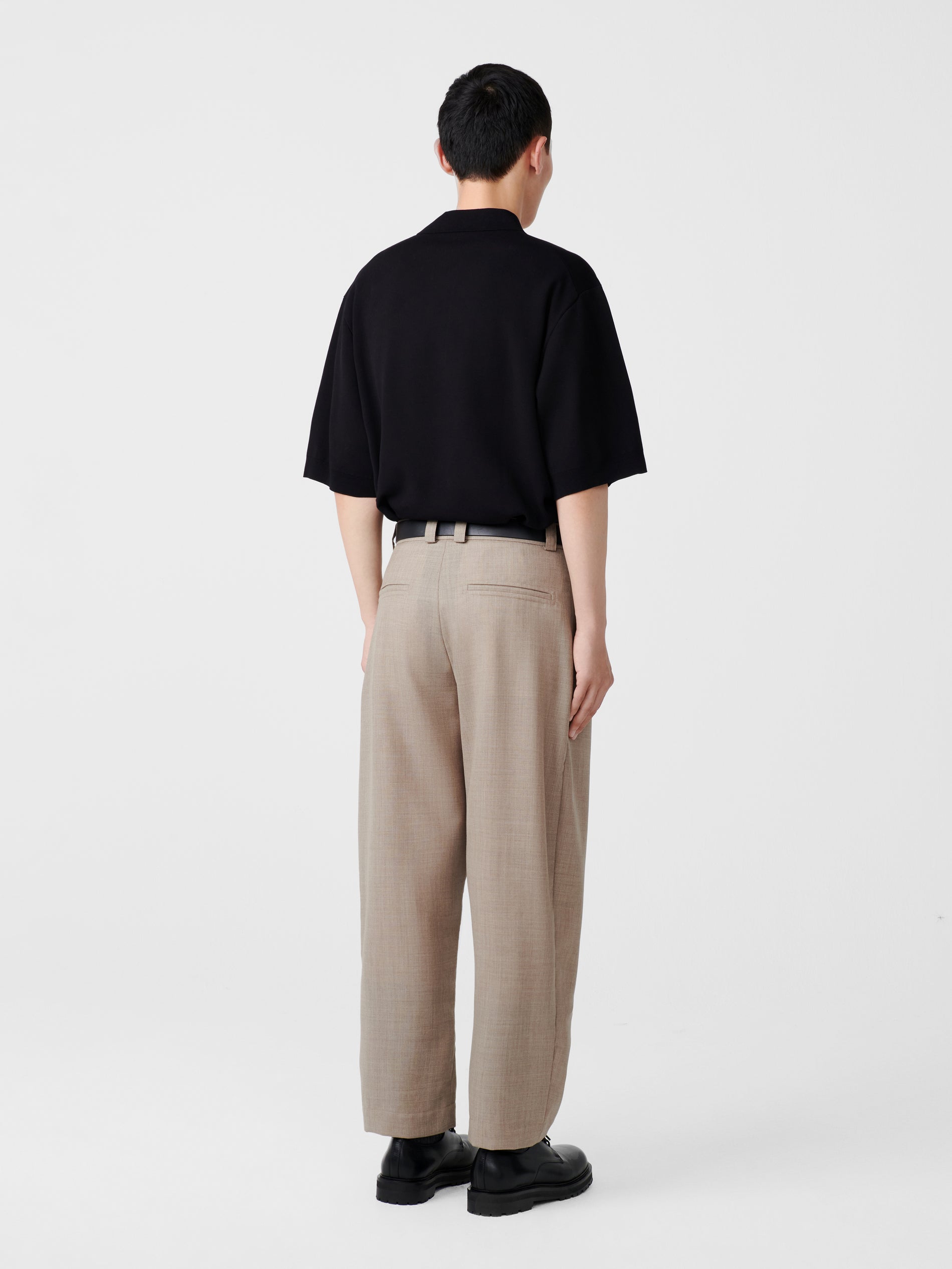Tuck Tropical Wool Pant in Straw Melange - Studio Nicholson