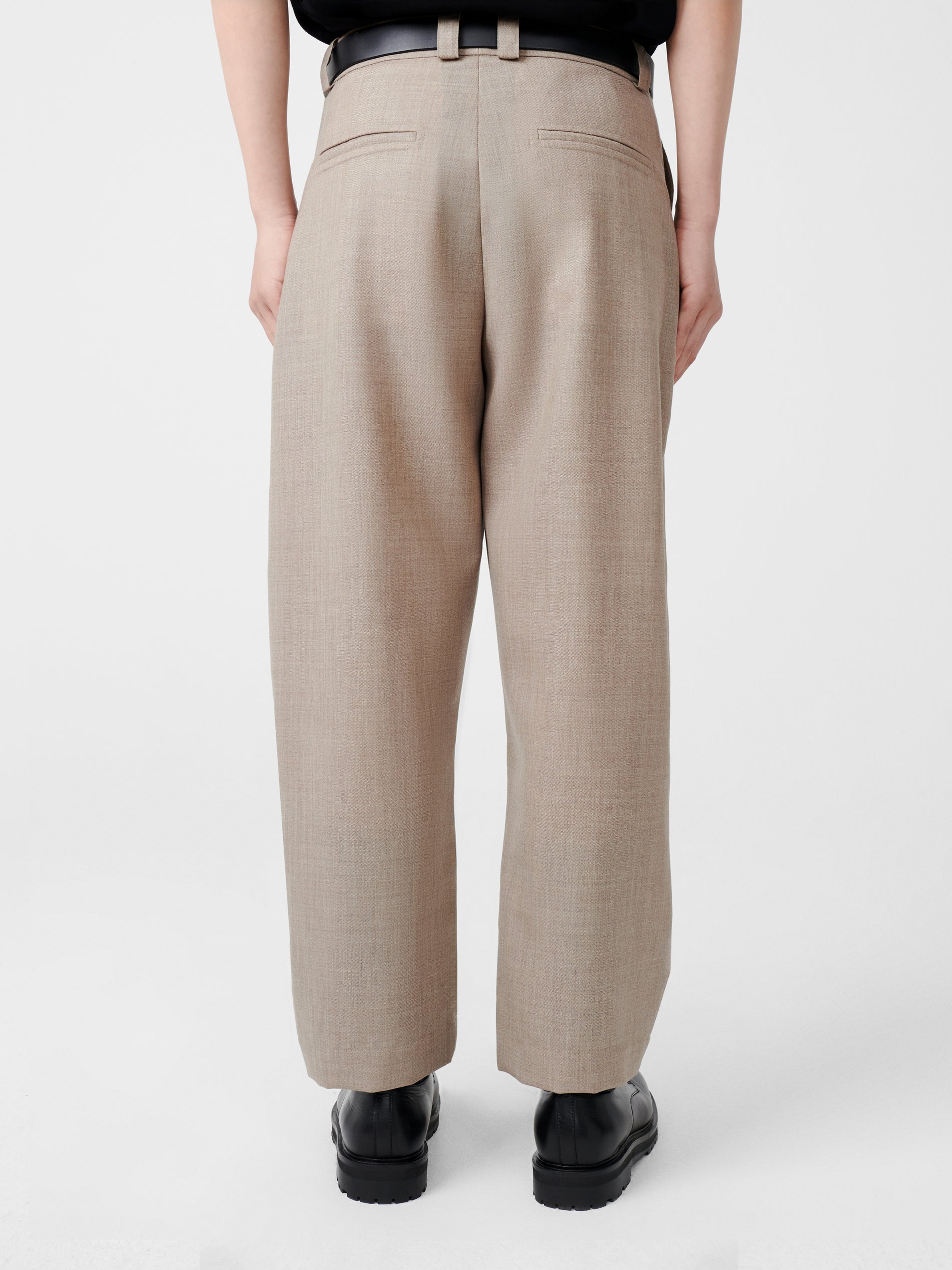 Tuck Tropical Wool Pant in Straw Melange - Studio Nicholson