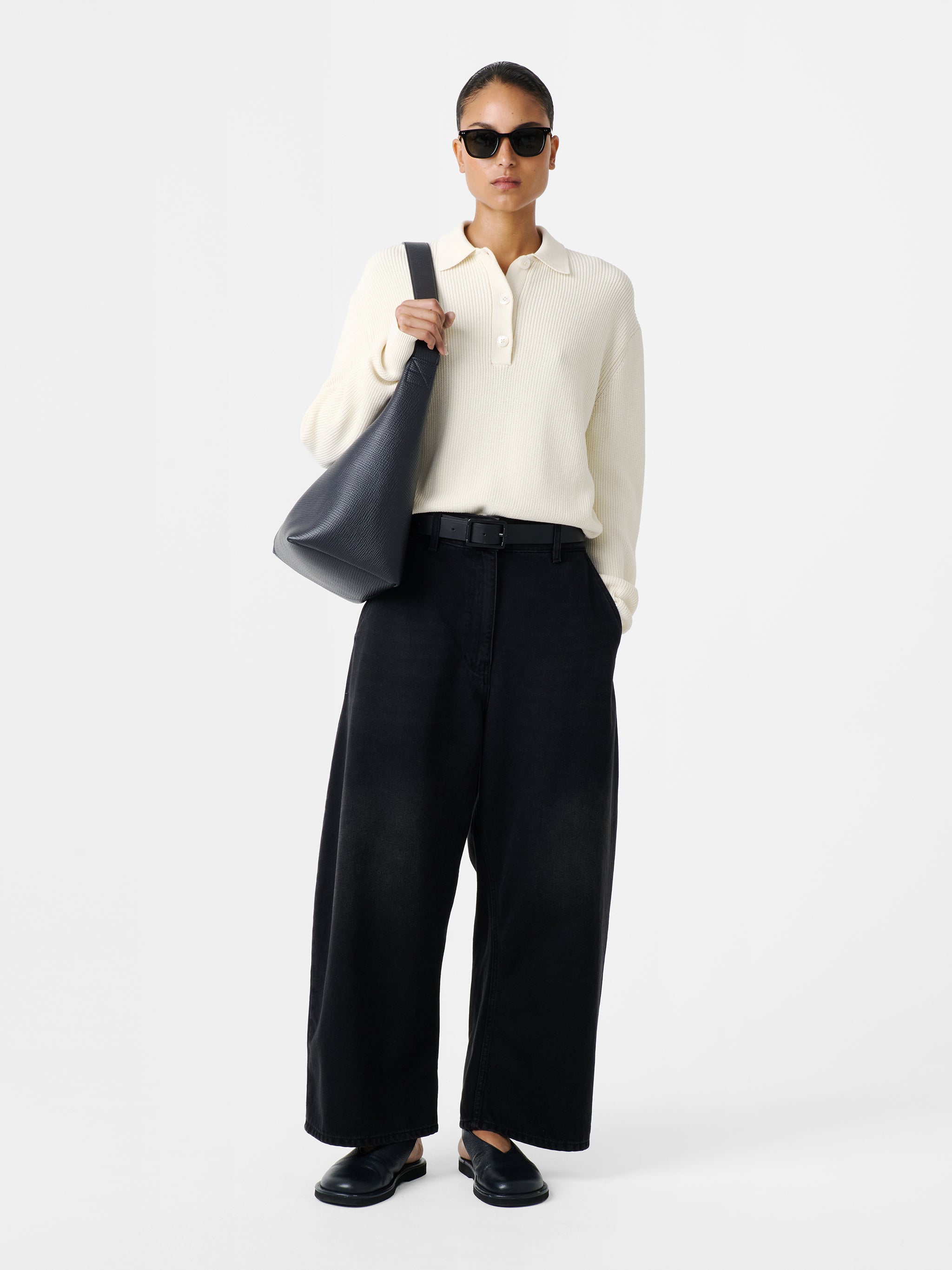 Chalco Wide Leg Denim Pant in Washed Black - Studio Nicholson