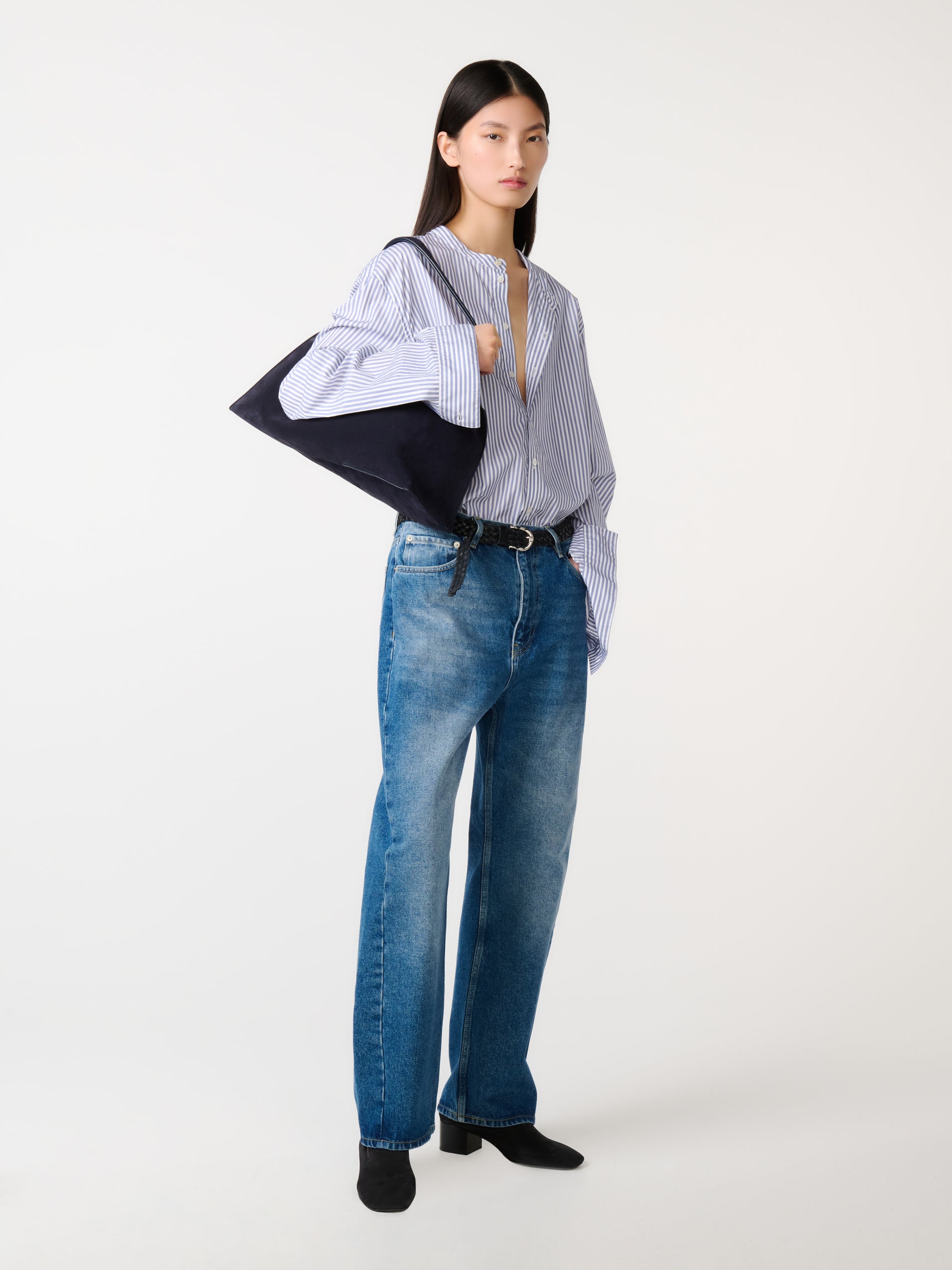 Shiboru Suede Bag in Darkest Navy - Studio Nicholson