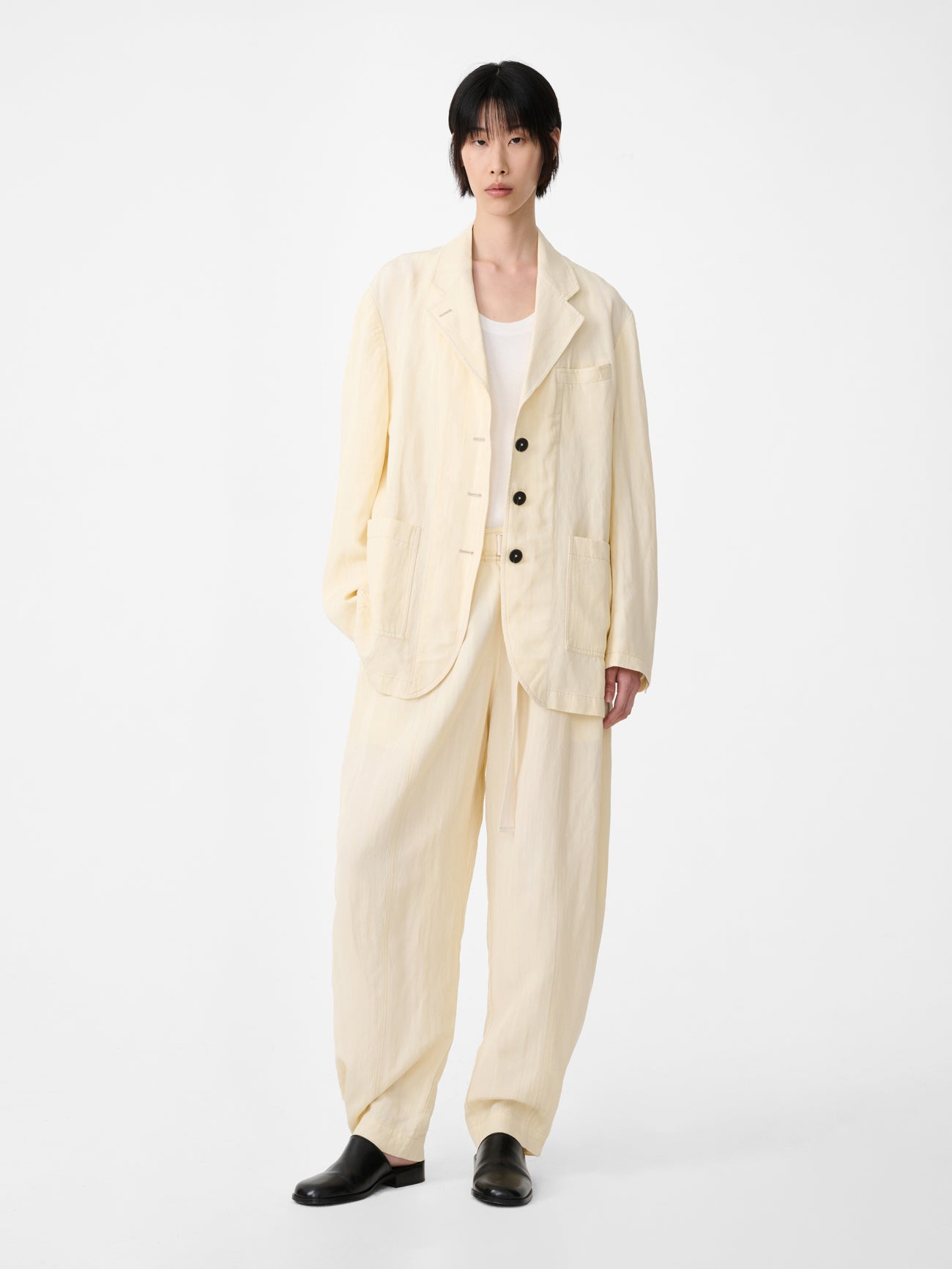 Calvo Belted Pant in Alabaster