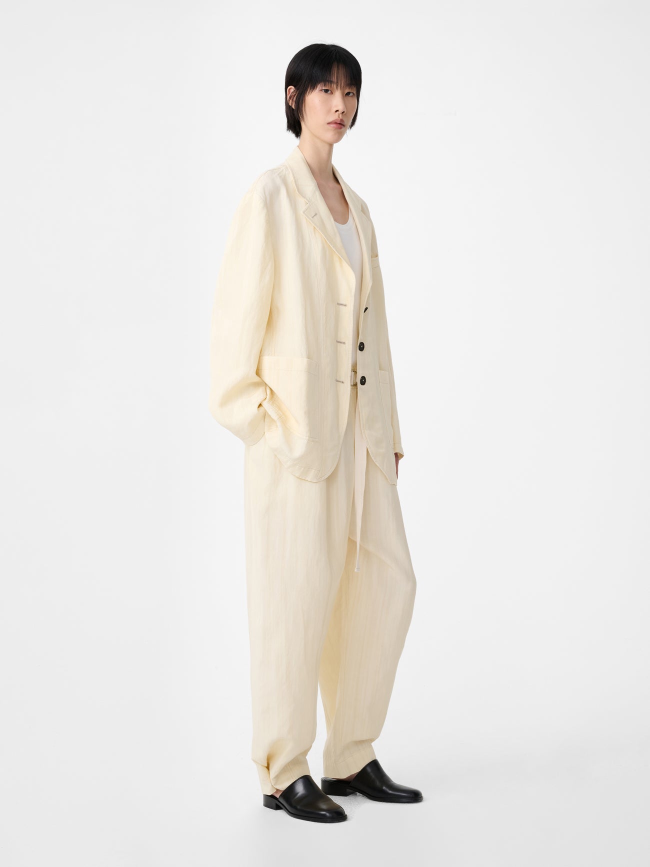 Calvo Belted Pant in Alabaster