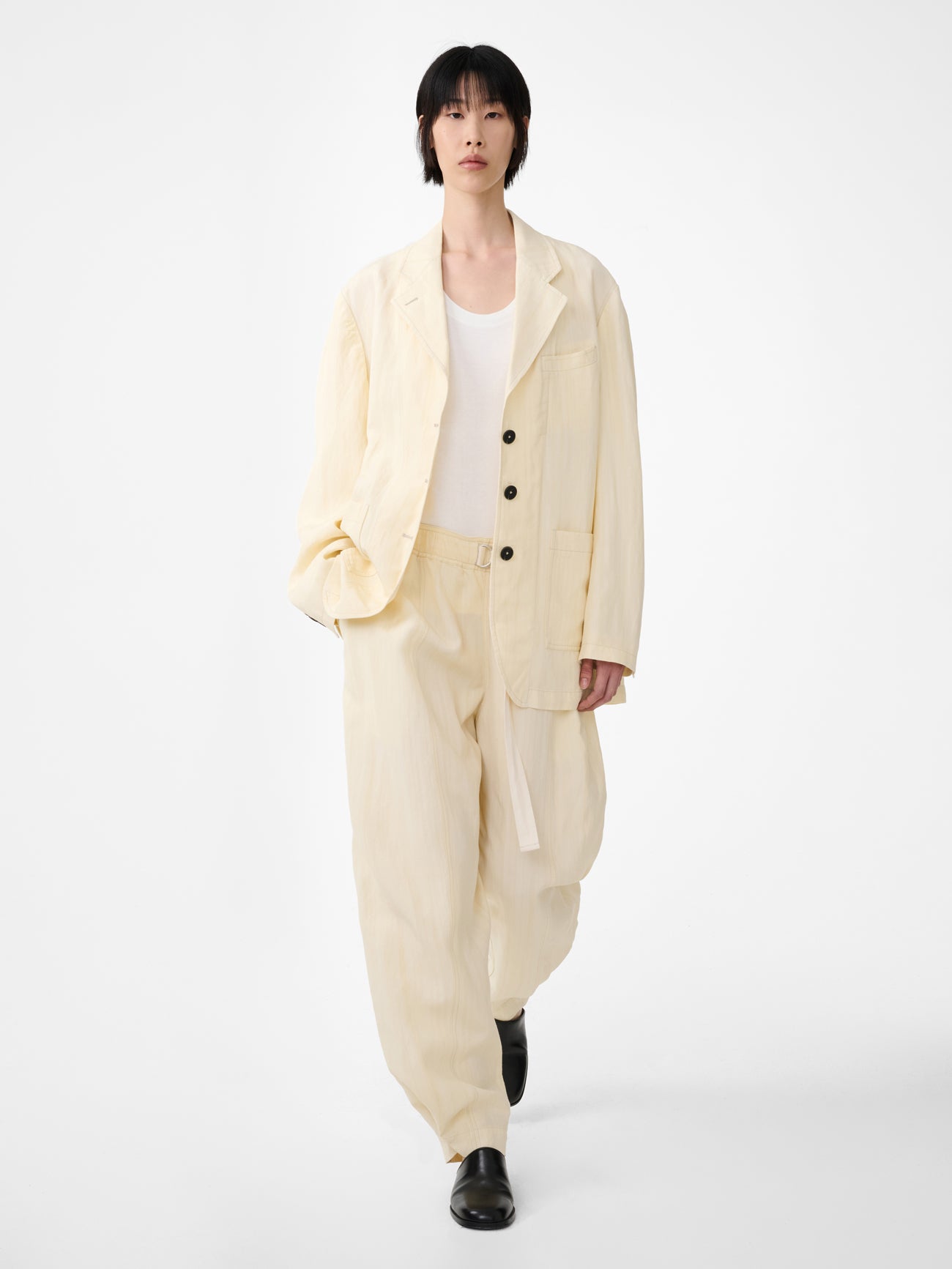 Calvo Belted Pant in Alabaster