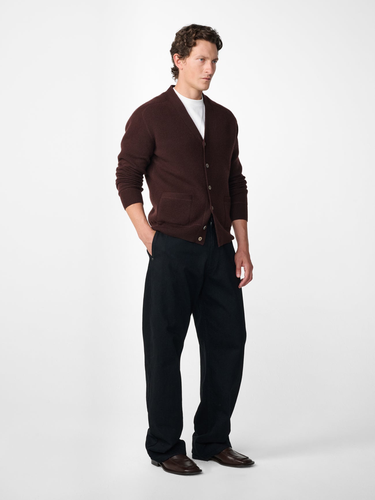Alton Cashmere Cardigan in Chestnut