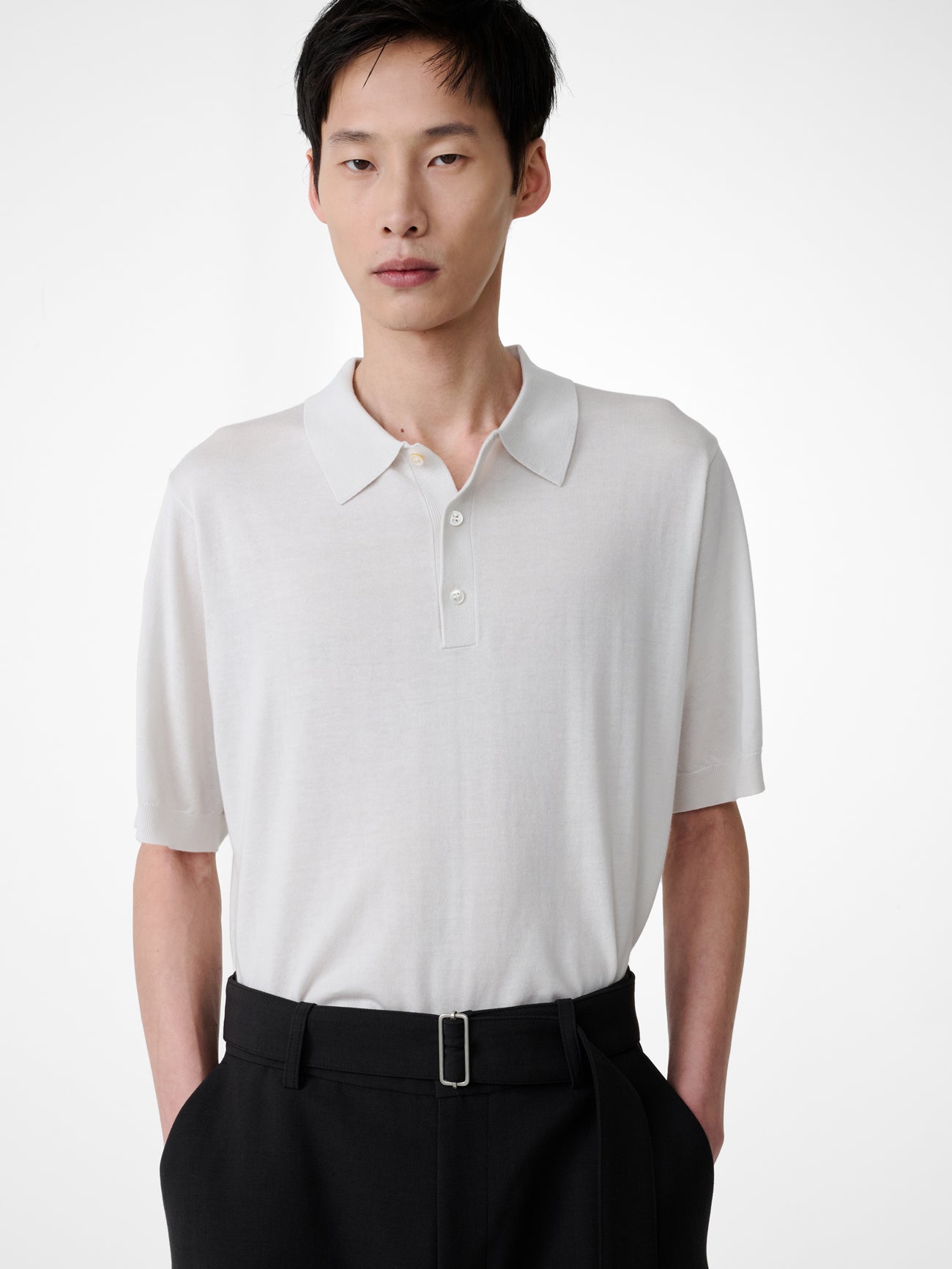 Arieta Knit Polo in Bone