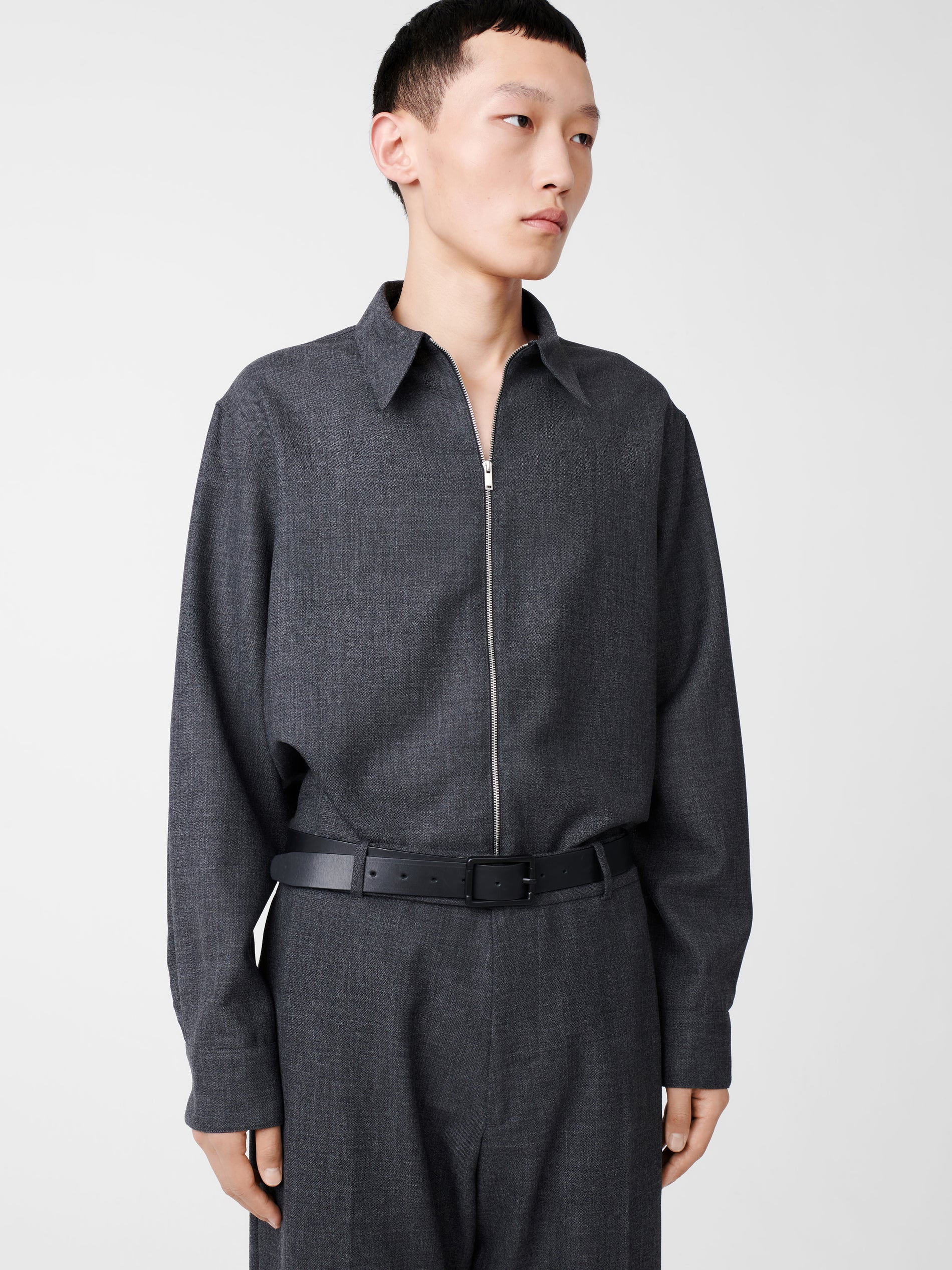 Axia Tropical Wool Shirt in Tarmac Grey - Studio Nicholson