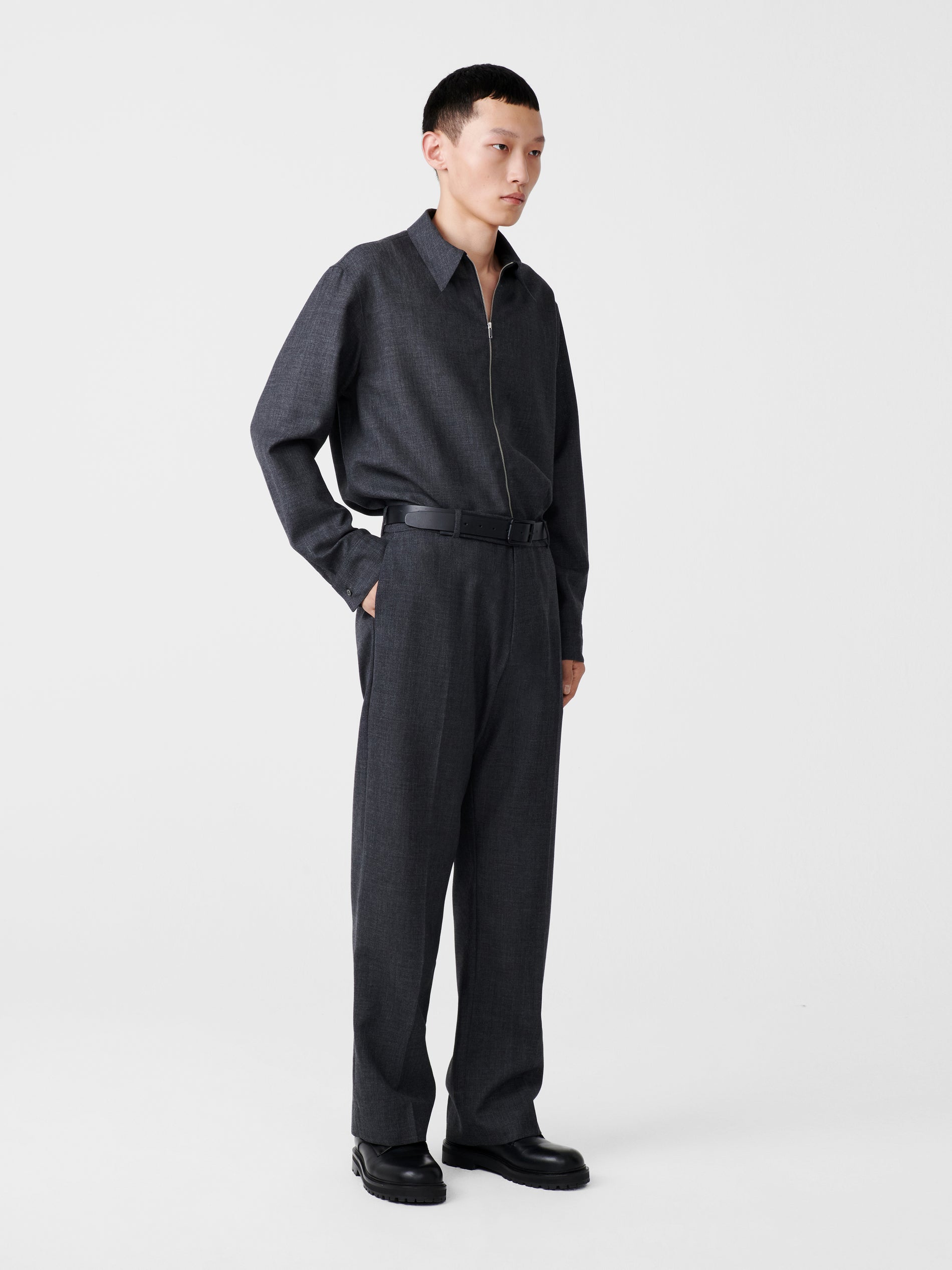 Axia Tropical Wool Shirt in Tarmac Grey - Studio Nicholson