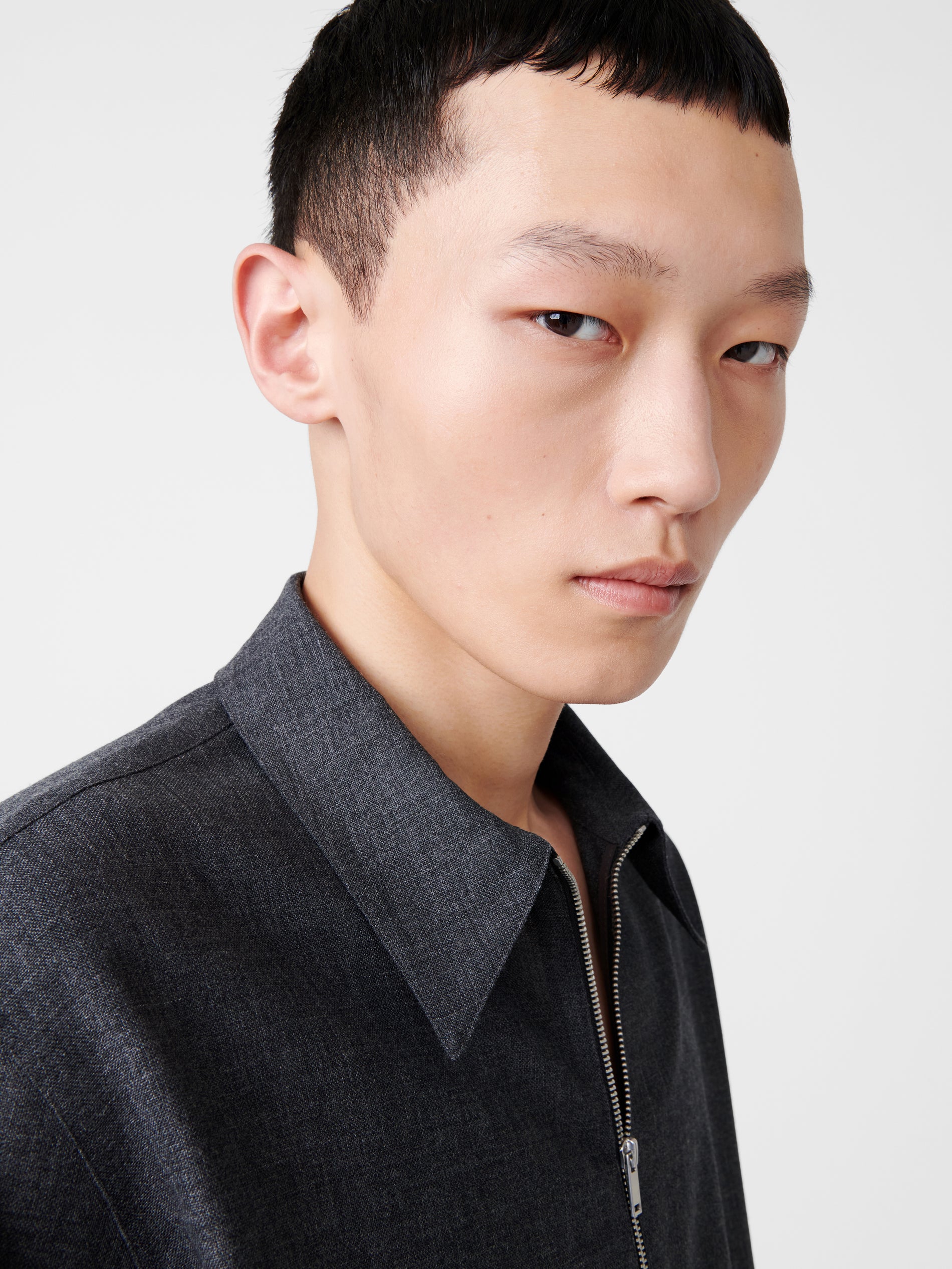 Axia Tropical Wool Shirt in Tarmac Grey - Studio Nicholson