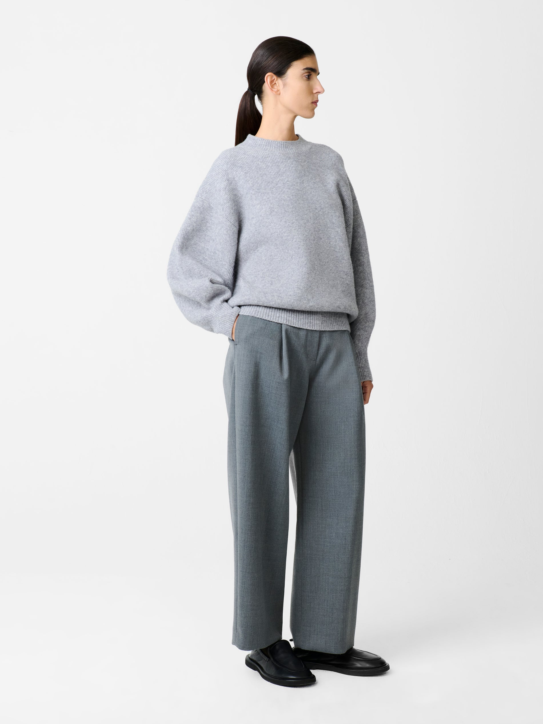 Ansell Viscose Pant in Grey Marl - Studio Nicholson