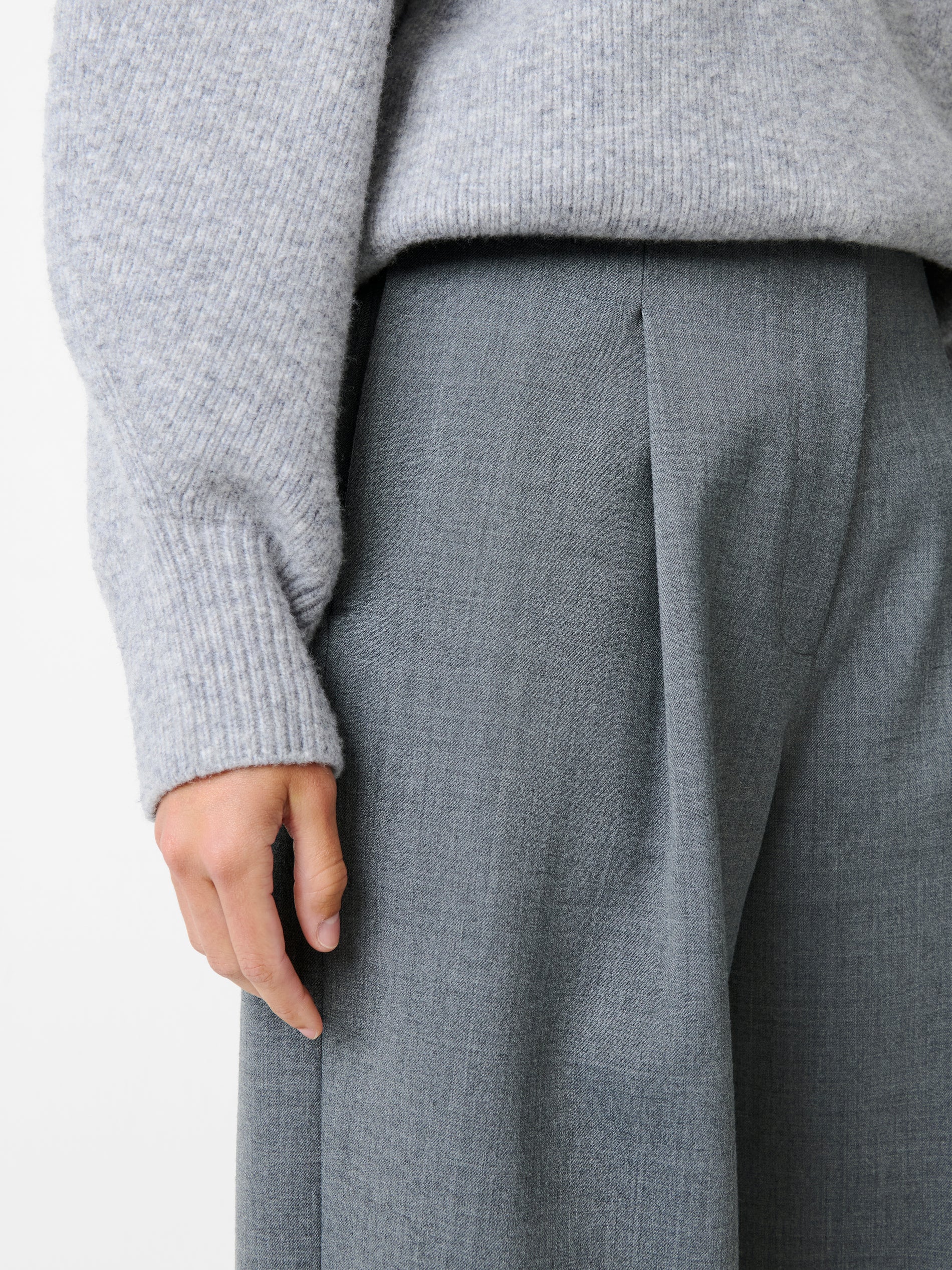 Ansell Viscose Pant in Grey Marl - Studio Nicholson