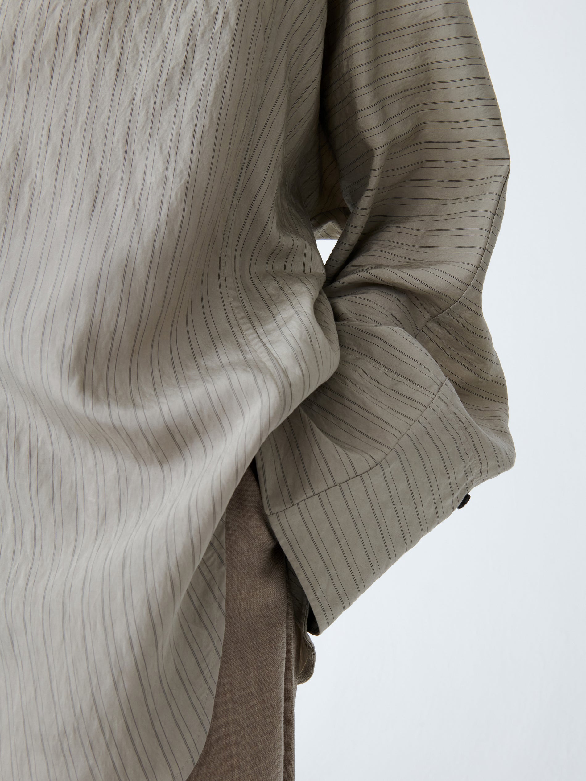 Bonsho Shirt in Pebble / Black Stripe - Studio Nicholson
