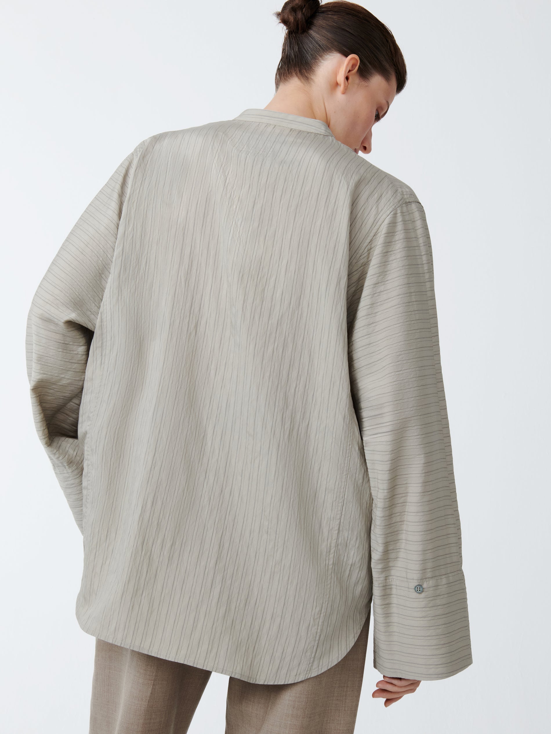 Bonsho Shirt in Pebble / Black Stripe - Studio Nicholson