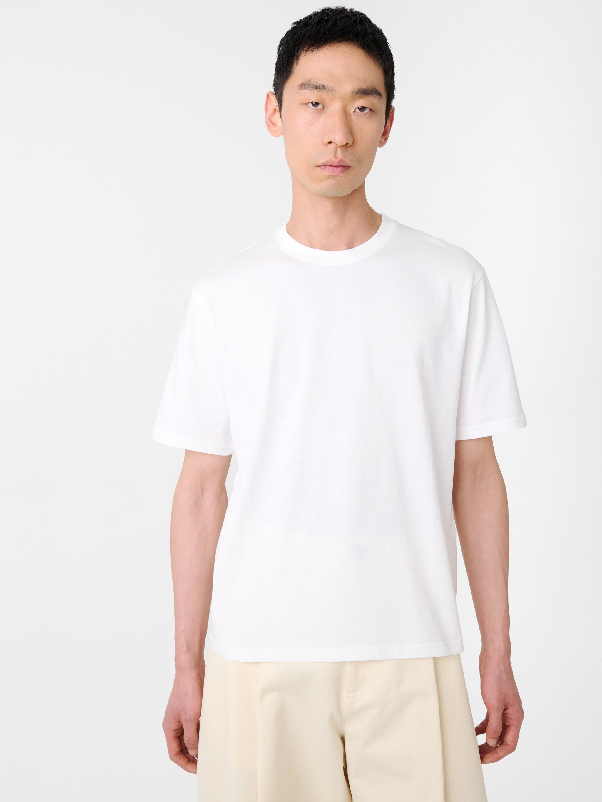 Tシャツ・カットソー STUDIO NICHOLSON Men T Shirts SNM 1326 BRIC GREMA GREY Navy blue T-shirt 