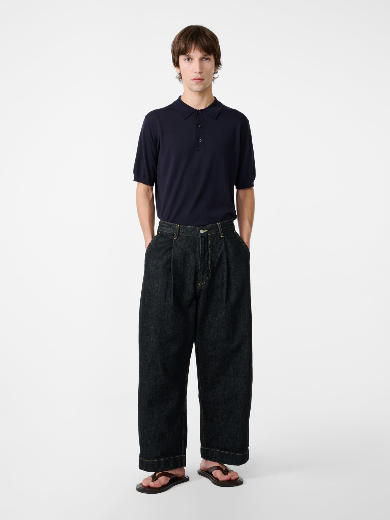Bridges Italian Denim Pant in Black - Studio Nicholson