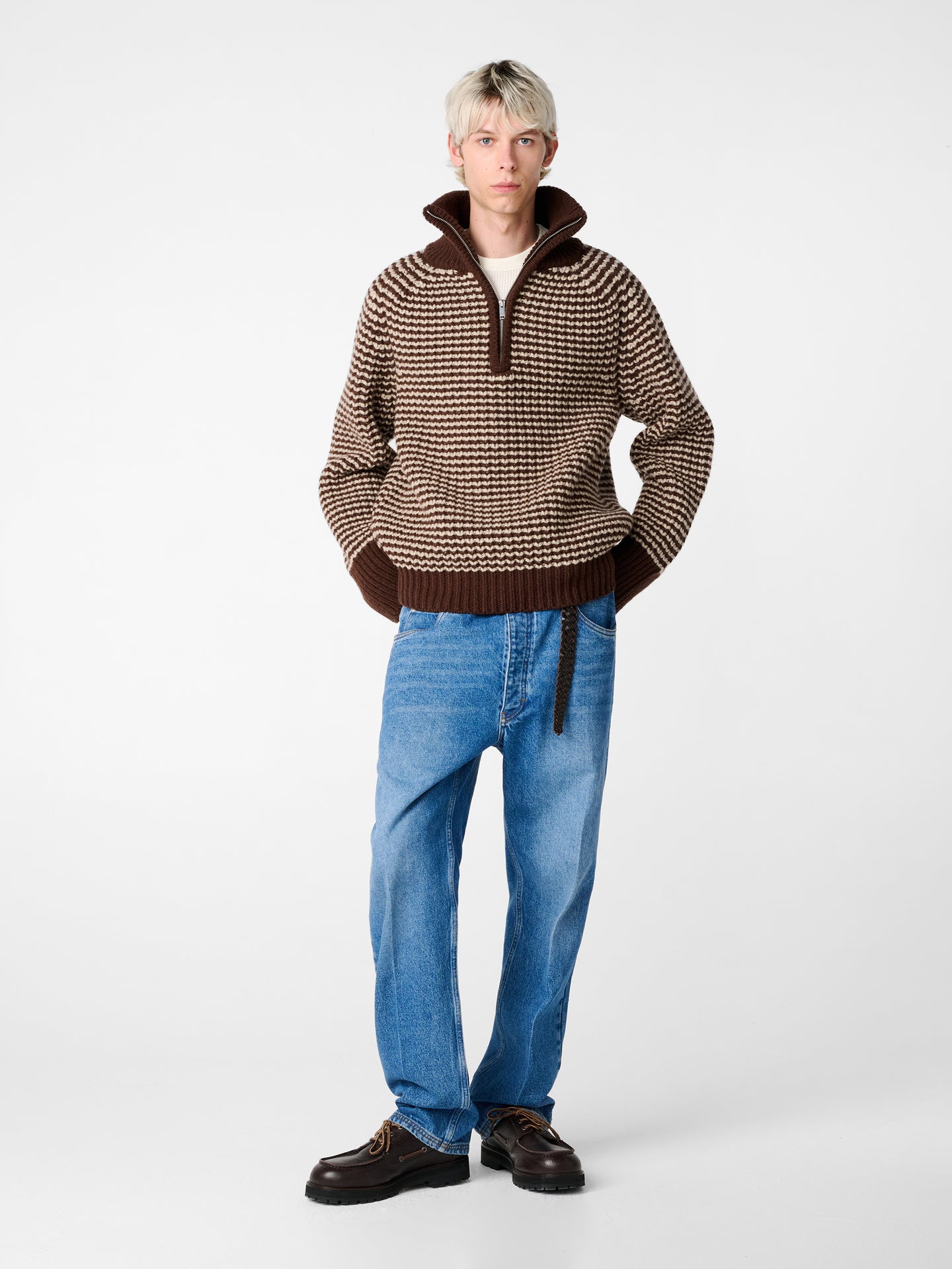 Bristol Knit in Chocolate Oatmeal Stripe
