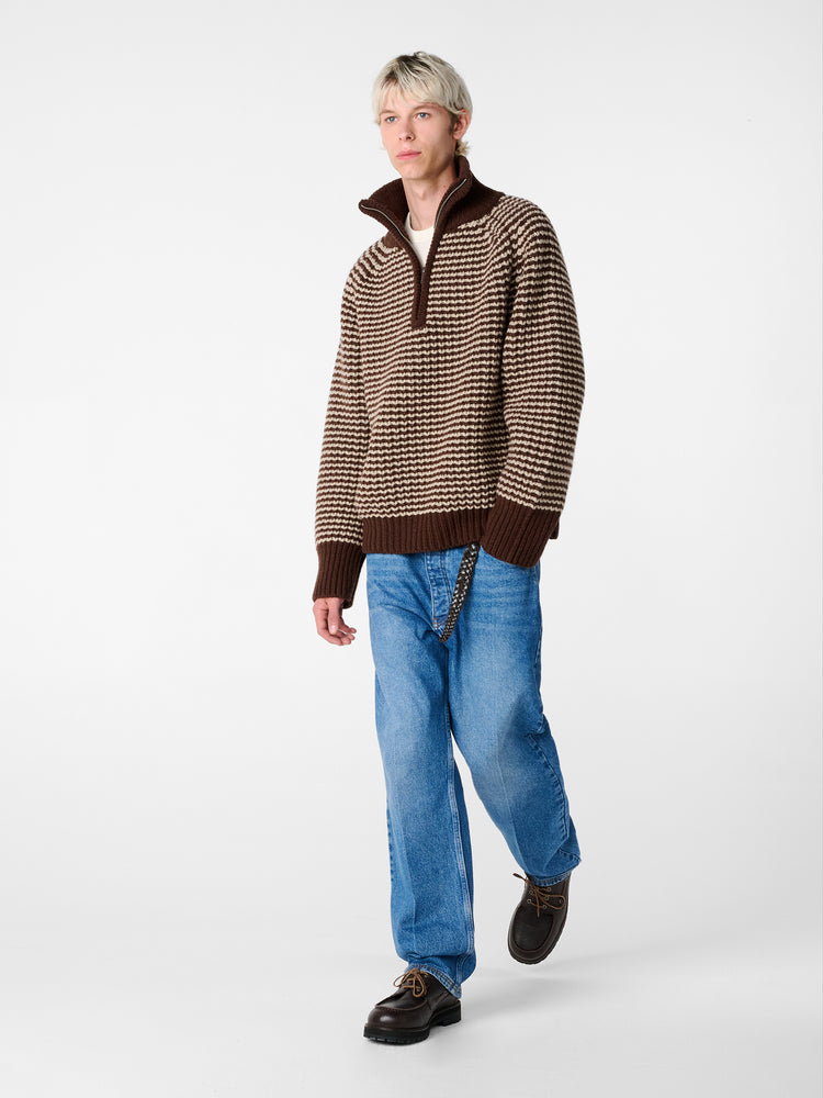 Bristol Knit in Chocolate Oatmeal Stripe