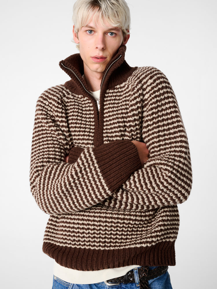 Bristol Knit in Chocolate Oatmeal Stripe