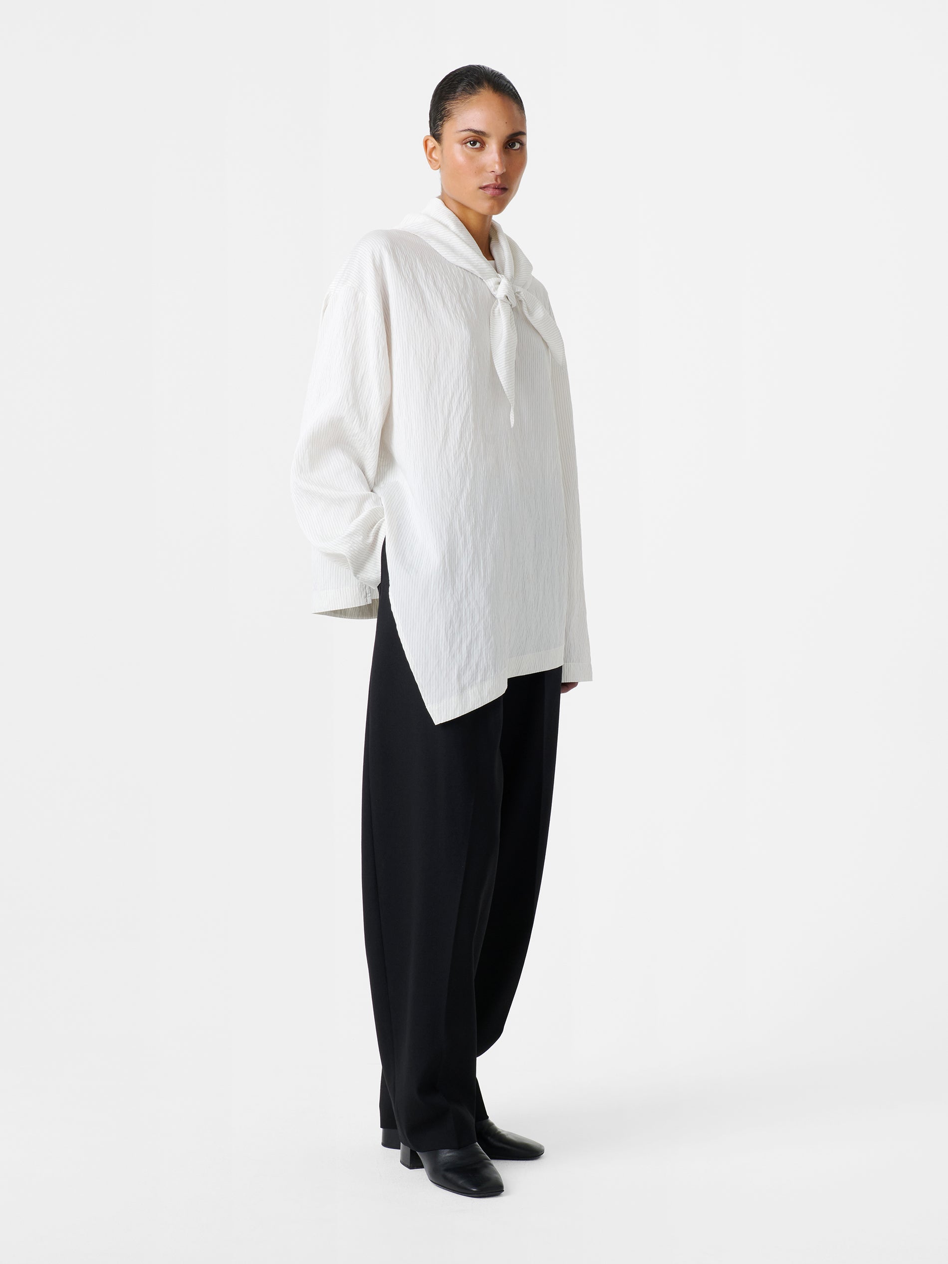 Bute Stripe Top in Black / White Stripe - Studio Nicholson