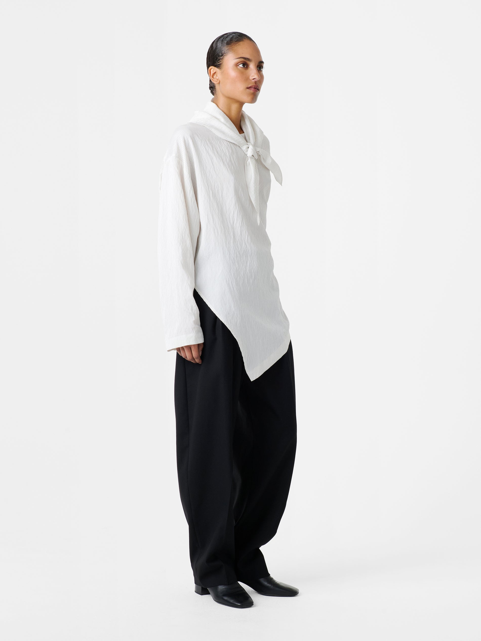 Bute Stripe Top in Black / White Stripe - Studio Nicholson