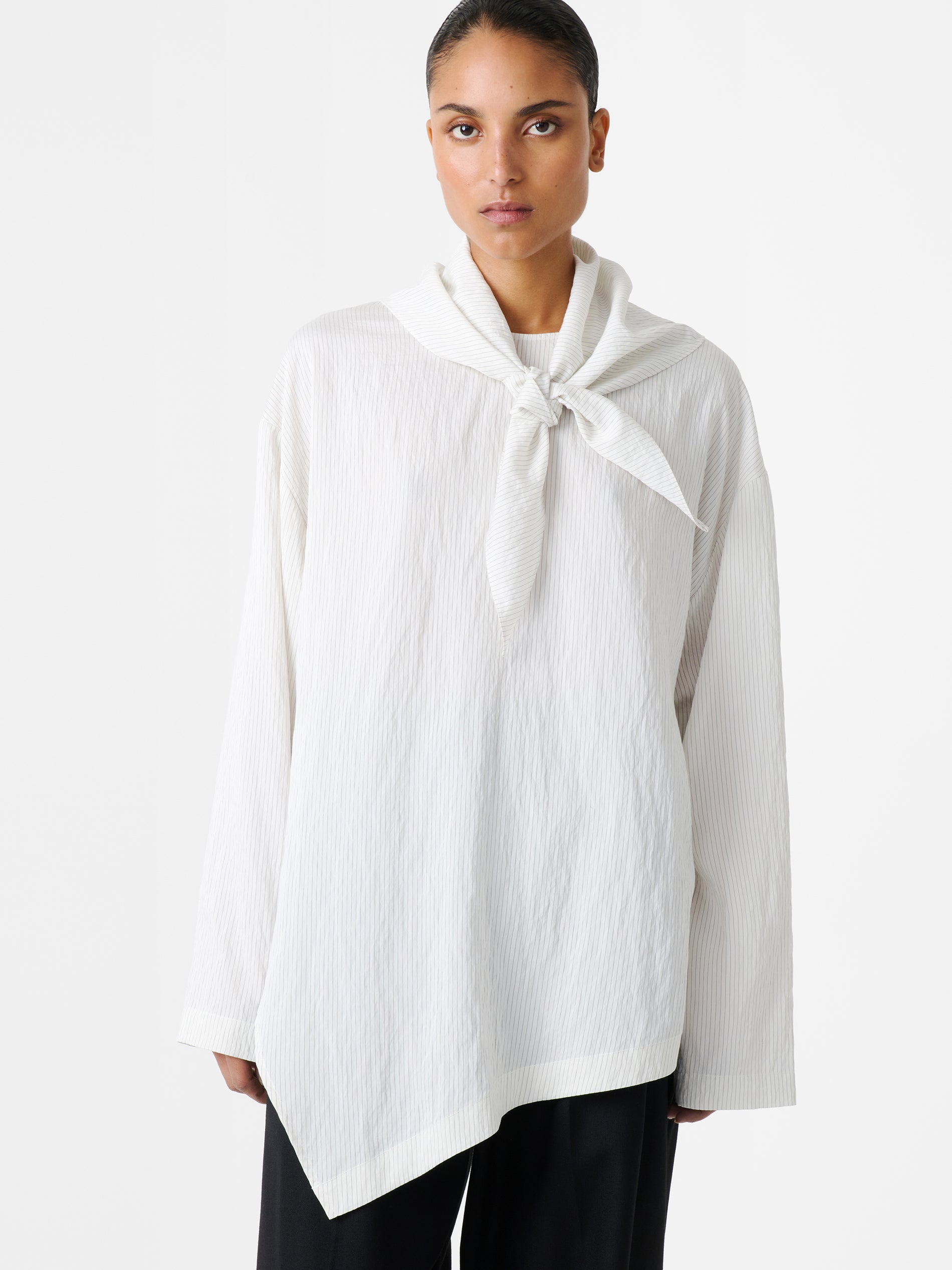 Bute Stripe Top in Black / White Stripe - Studio Nicholson
