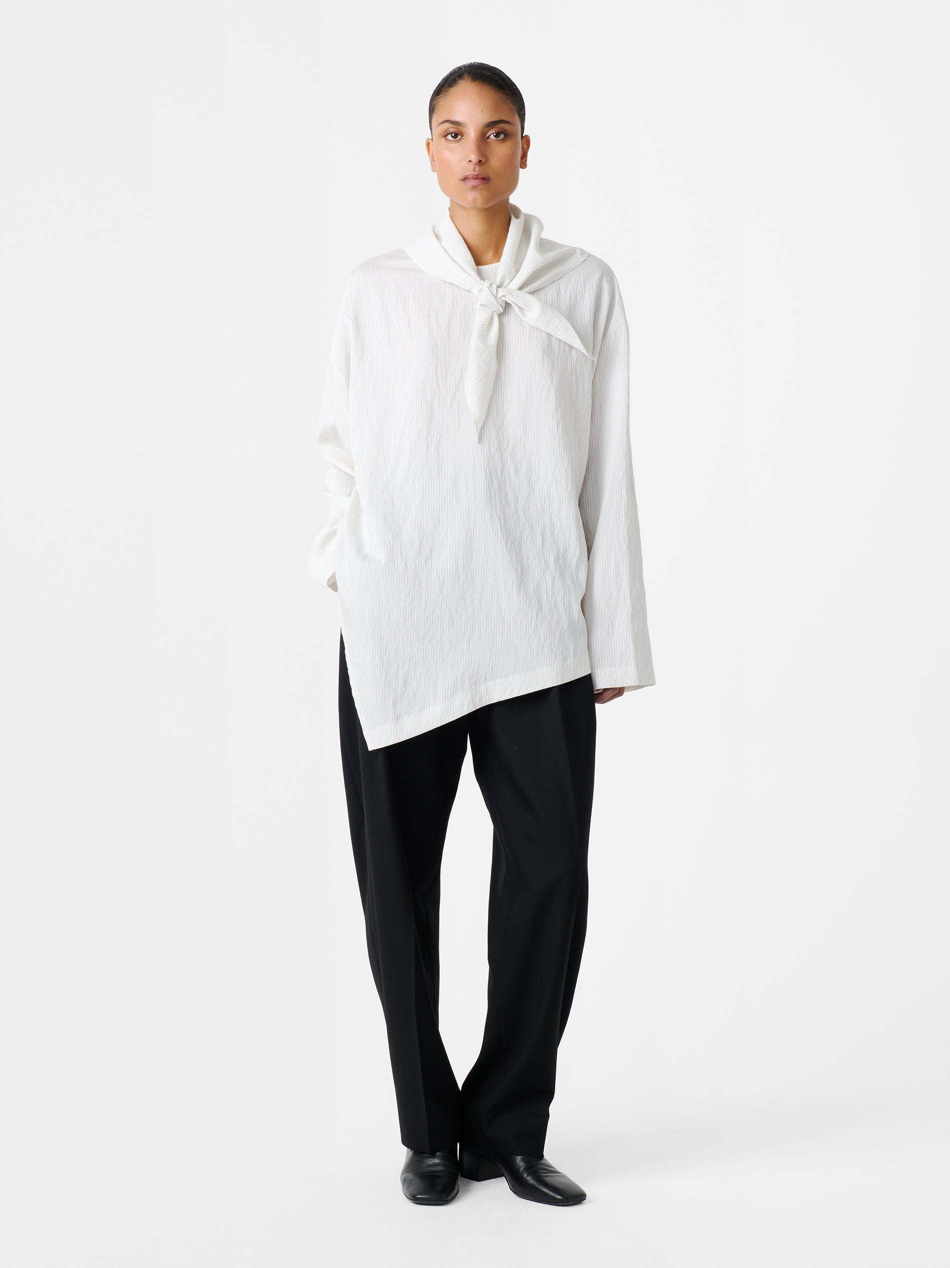 Bute Stripe Top in Black / White Stripe - Studio Nicholson