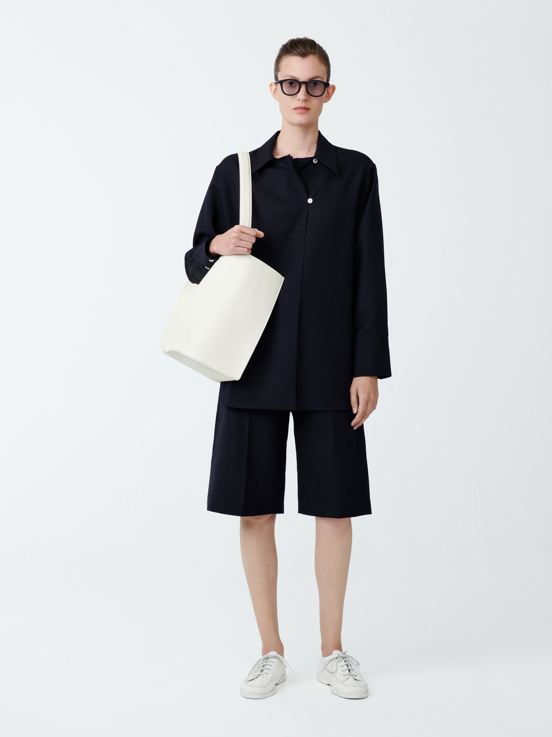 Cabra Tropical Wool Short in Darkest Navy - Studio Nicholson