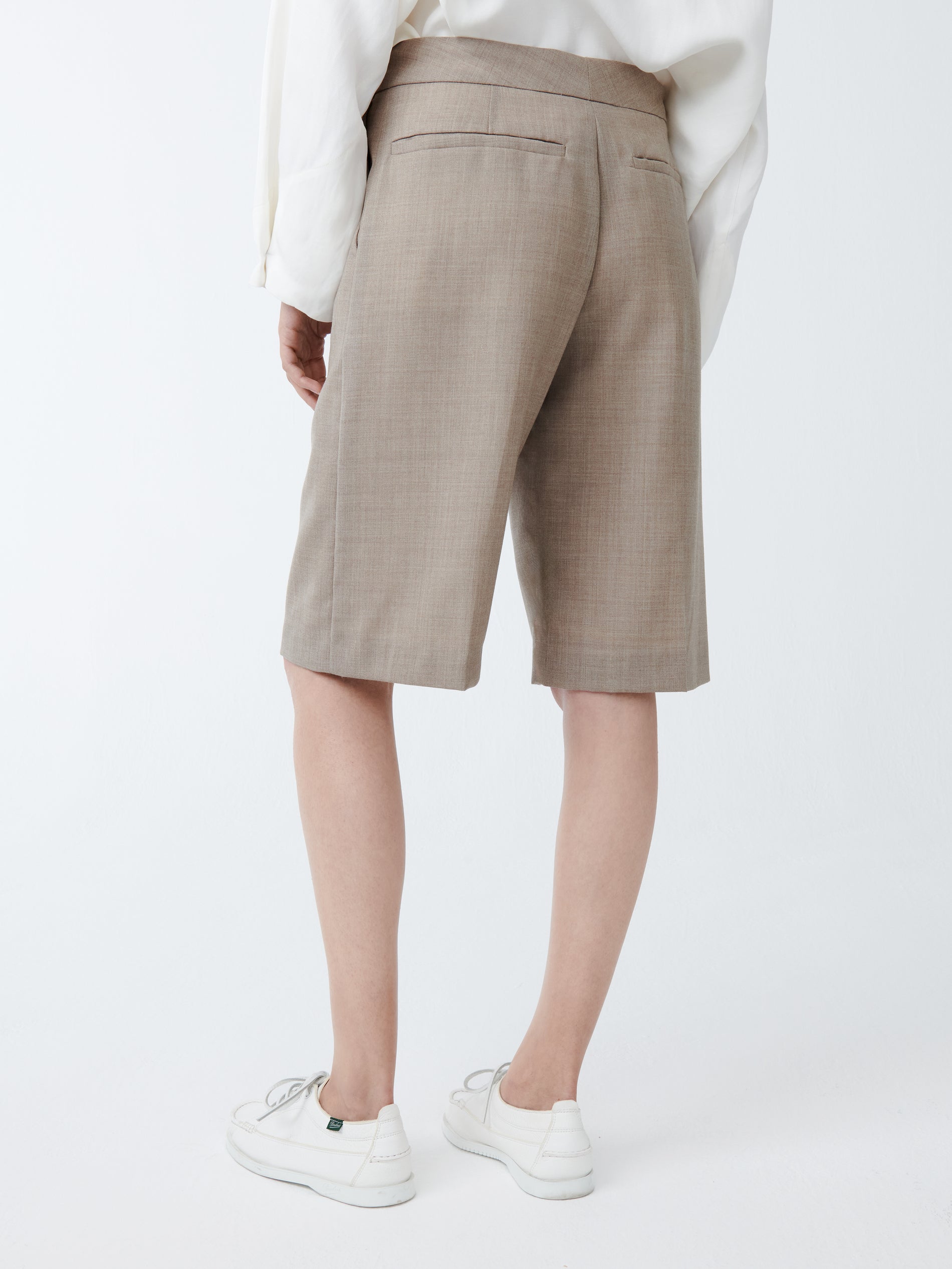 Cabra Tropical Wool Short in Straw Melange - Studio Nicholson