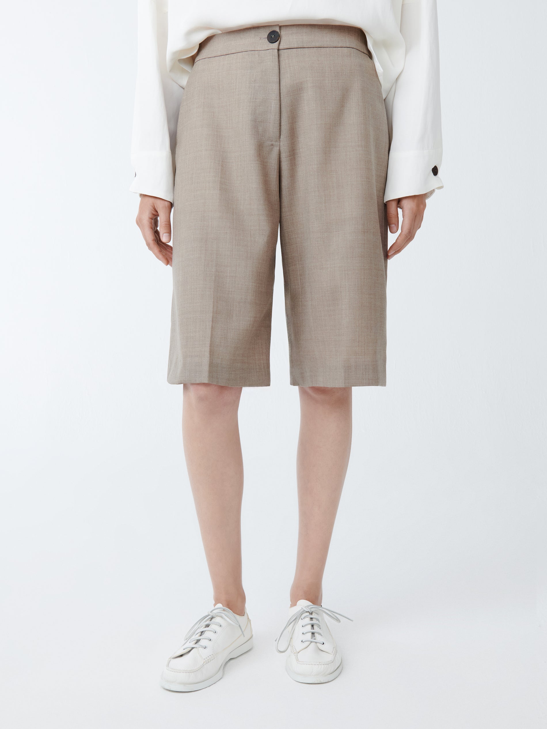 Cabra Tropical Wool Short in Straw Melange - Studio Nicholson