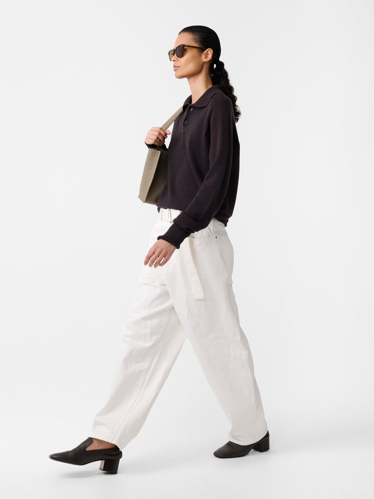 Cahun Crinkle Denim Pant in White
