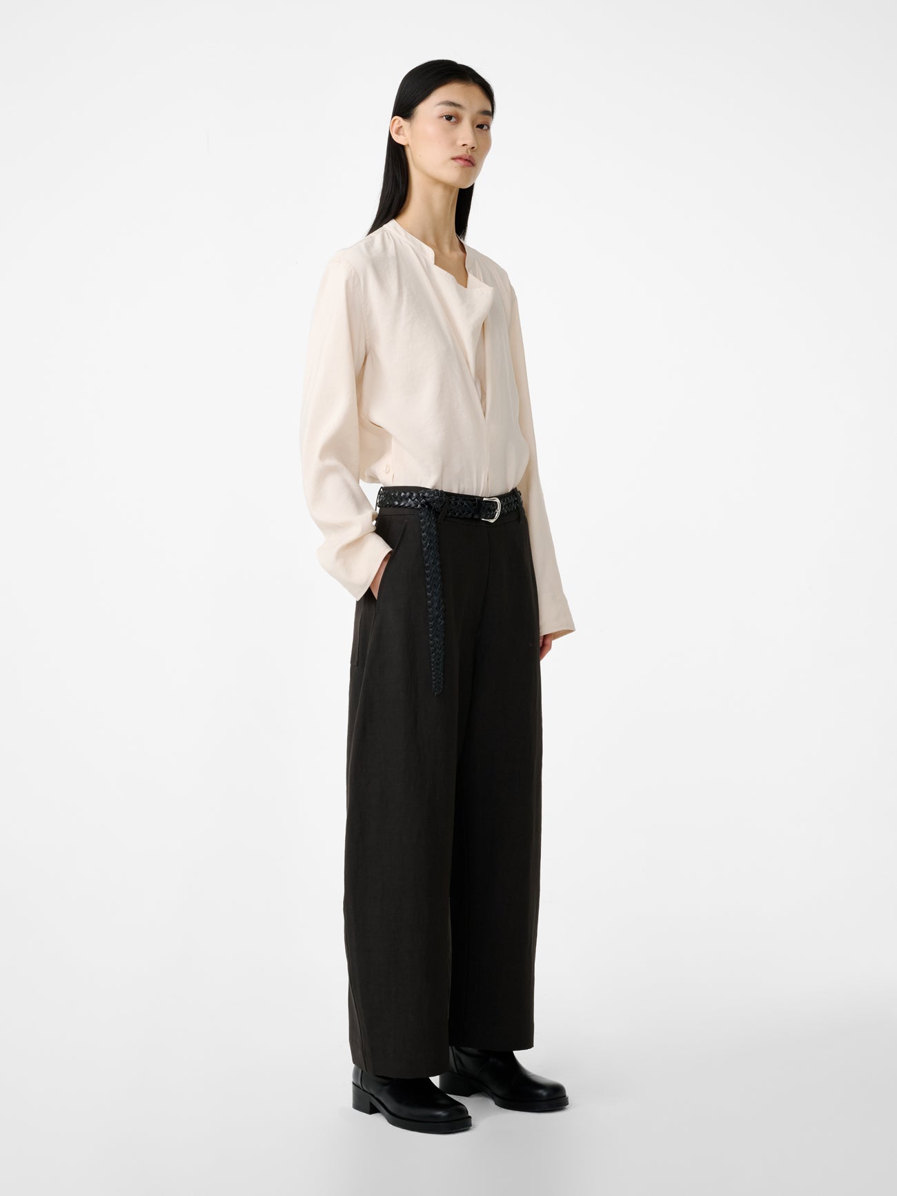 Chalco Linen Pant in Black Grape - Studio Nicholson