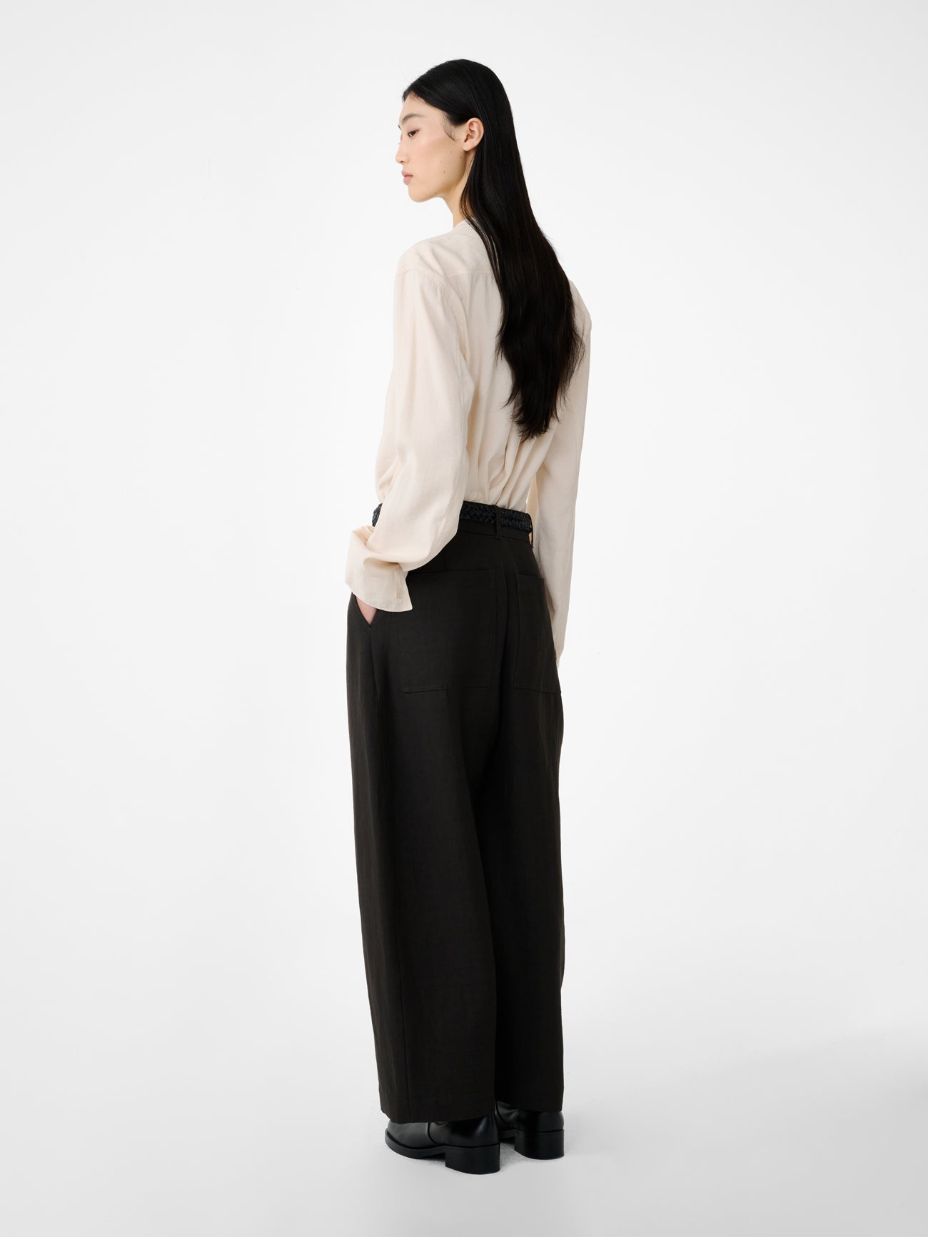 Chalco Linen Pant in Black Grape - Studio Nicholson