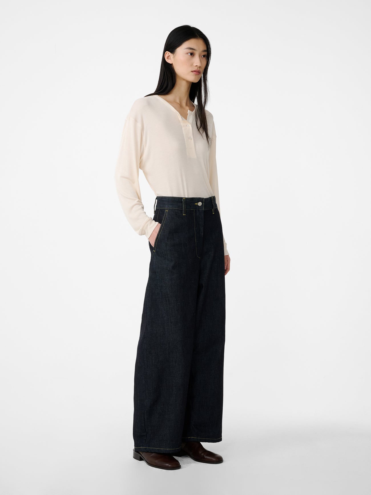 Women's Designer Chalco Denim Trousers | Raw Indigo | Studio Nicholson