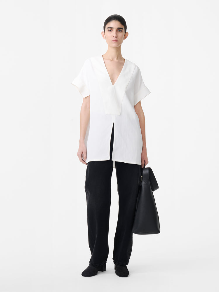 Circe Linen Top in Parchment