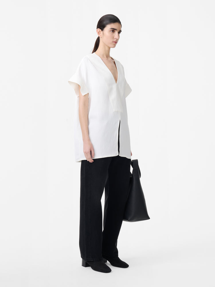 Circe Linen Top in Parchment