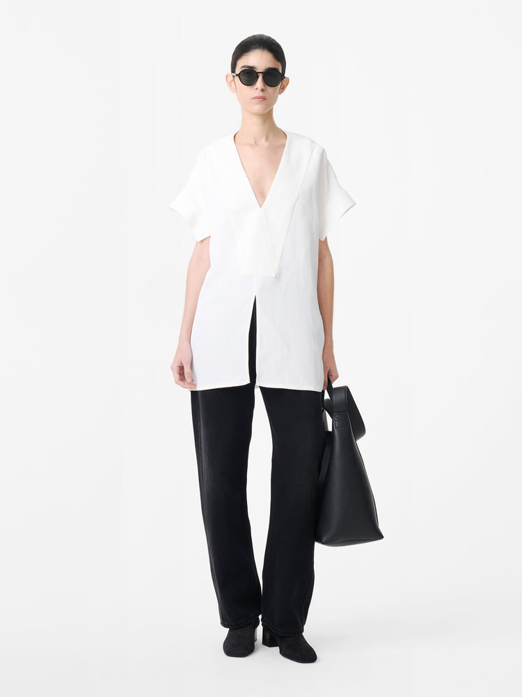 Circe Linen Top in Parchment
