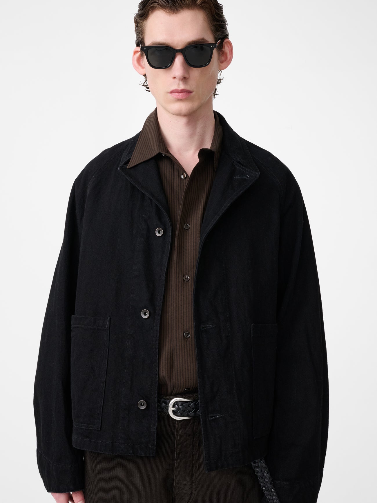 Coggan Crinkle Denim Jacket in Black