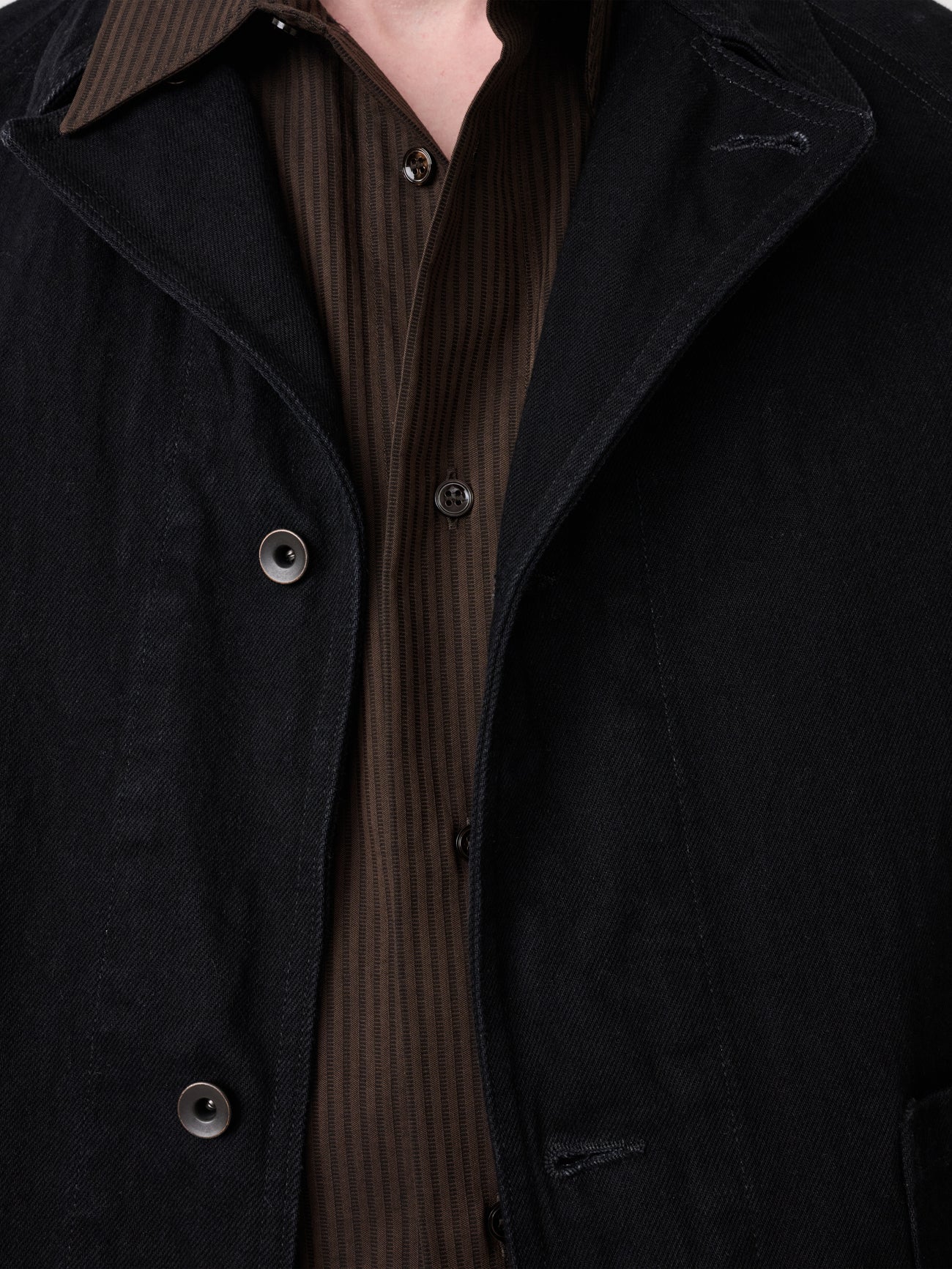 Coggan Crinkle Denim Jacket in Black