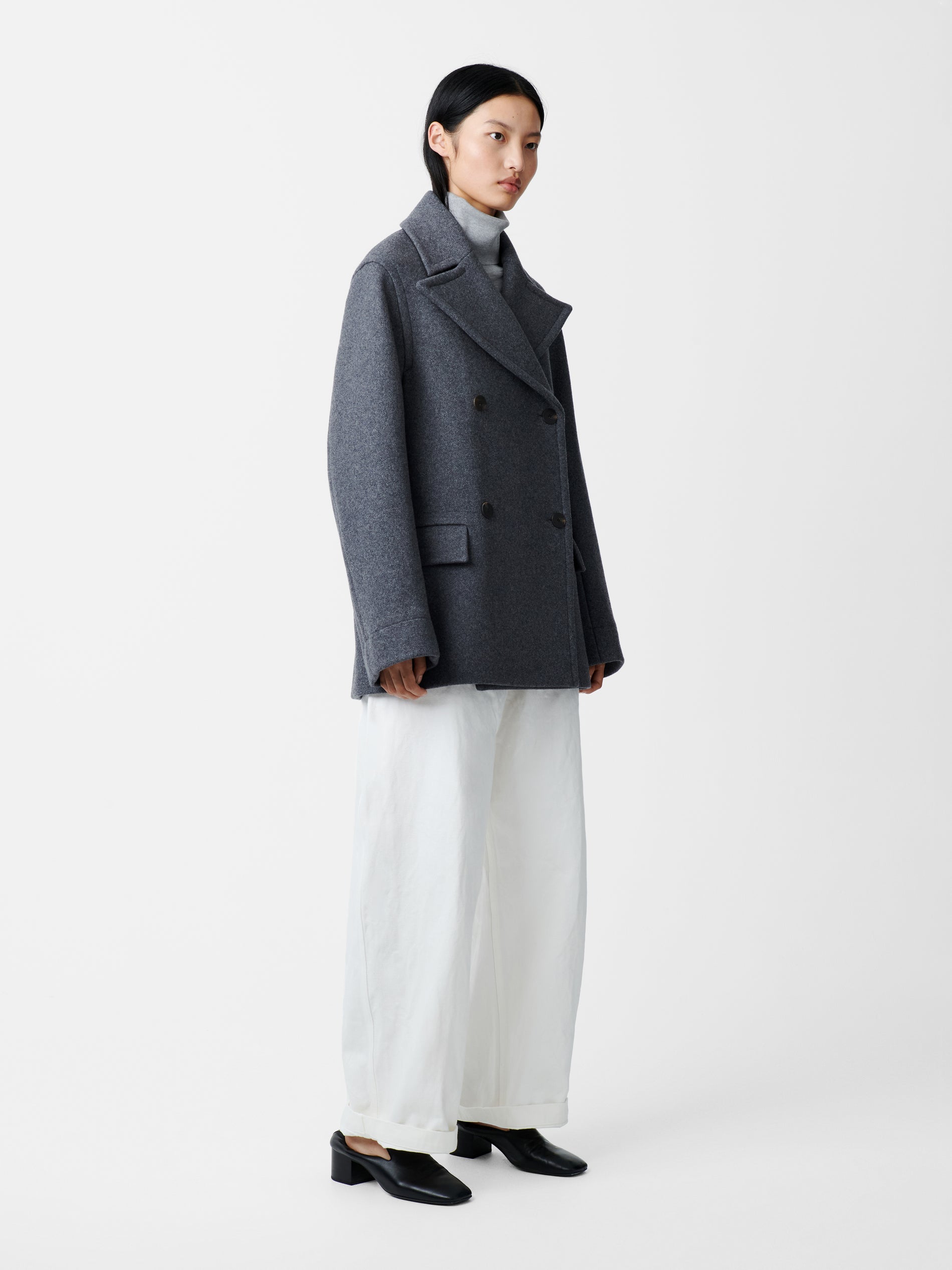 Coles Coat in Grey Melange - Studio Nicholson