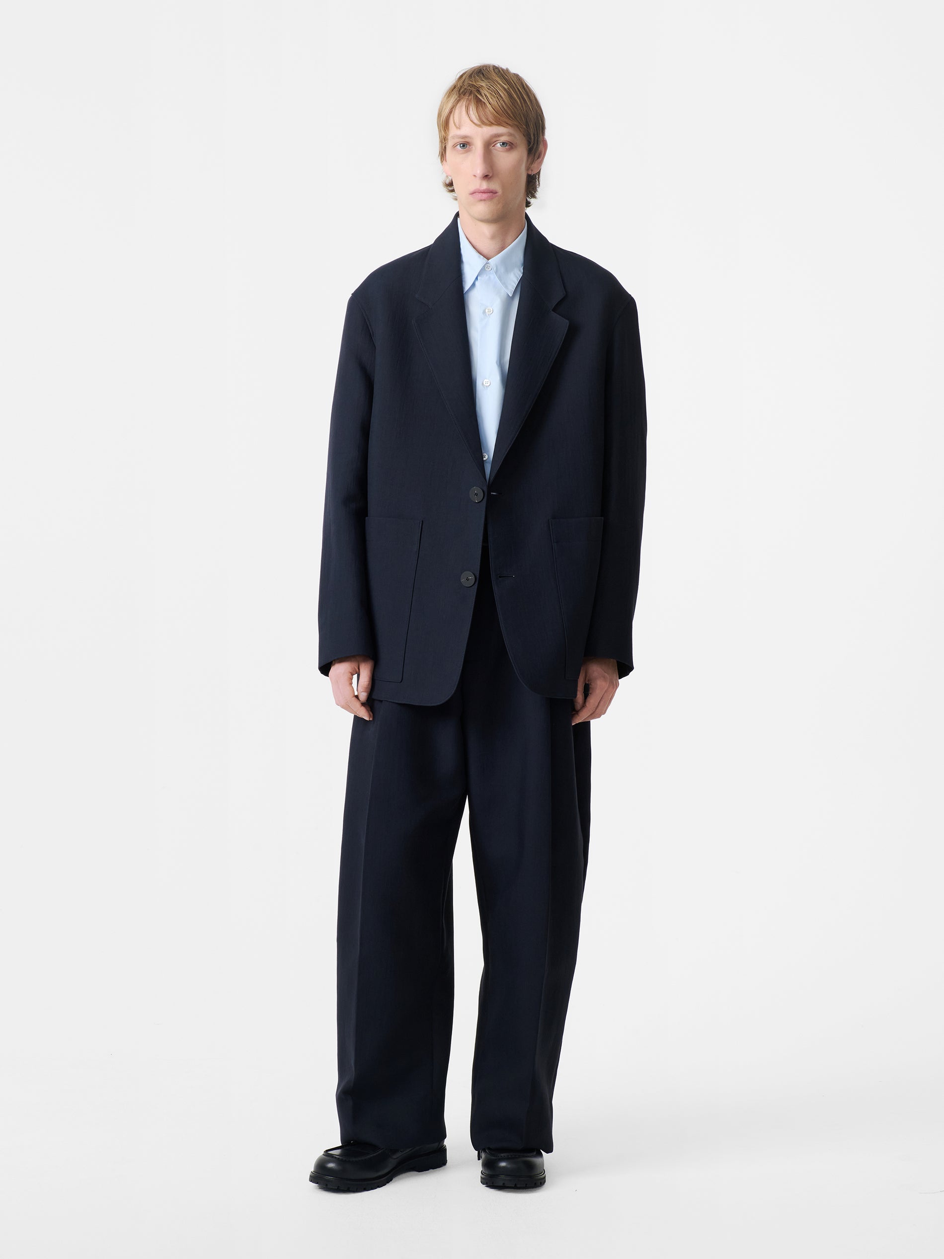 Men's Conde Double Cotton Jacket in Darkest Navy - Studio Nicholson