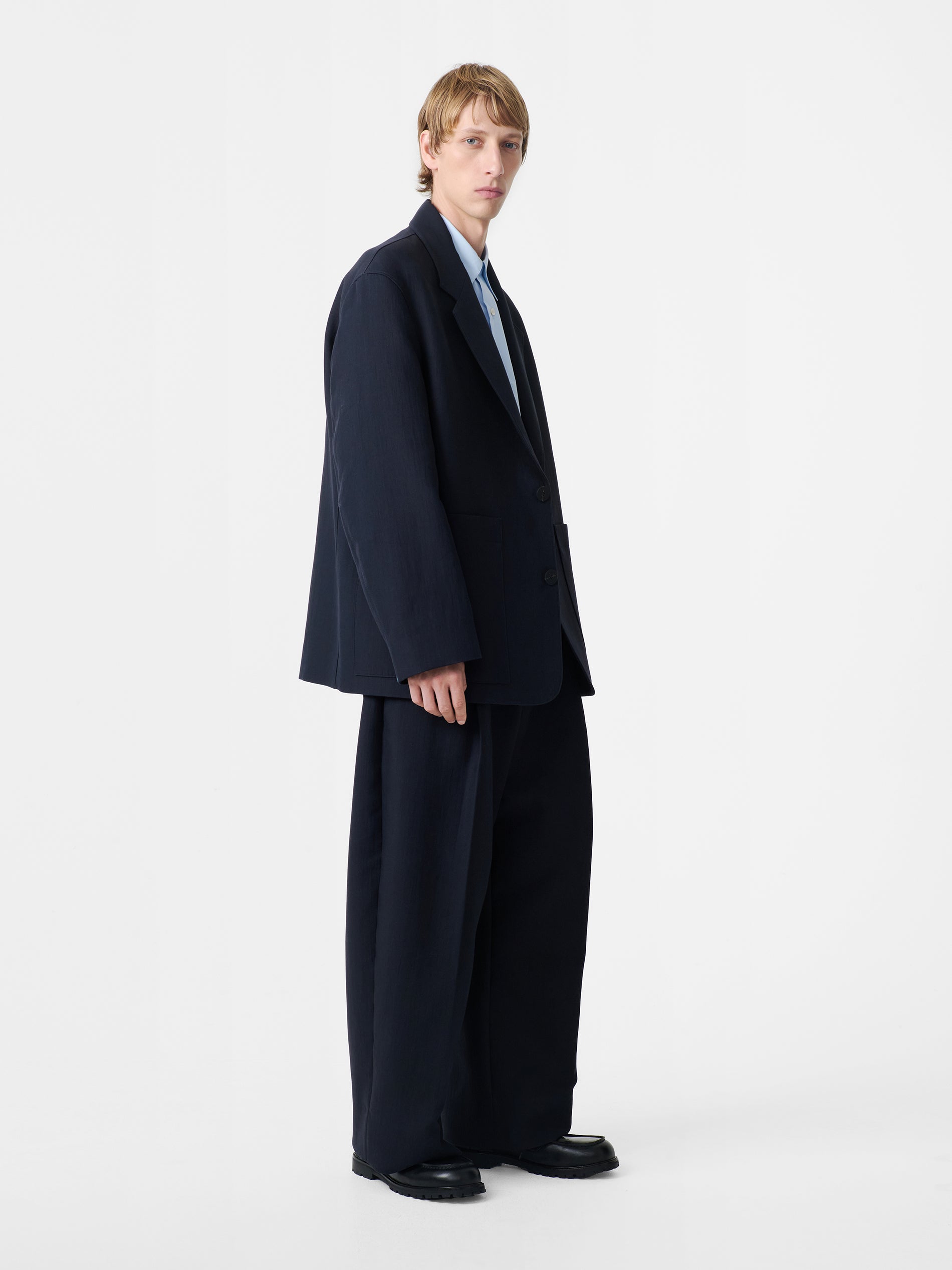 Men's Conde Double Cotton Jacket in Darkest Navy - Studio Nicholson