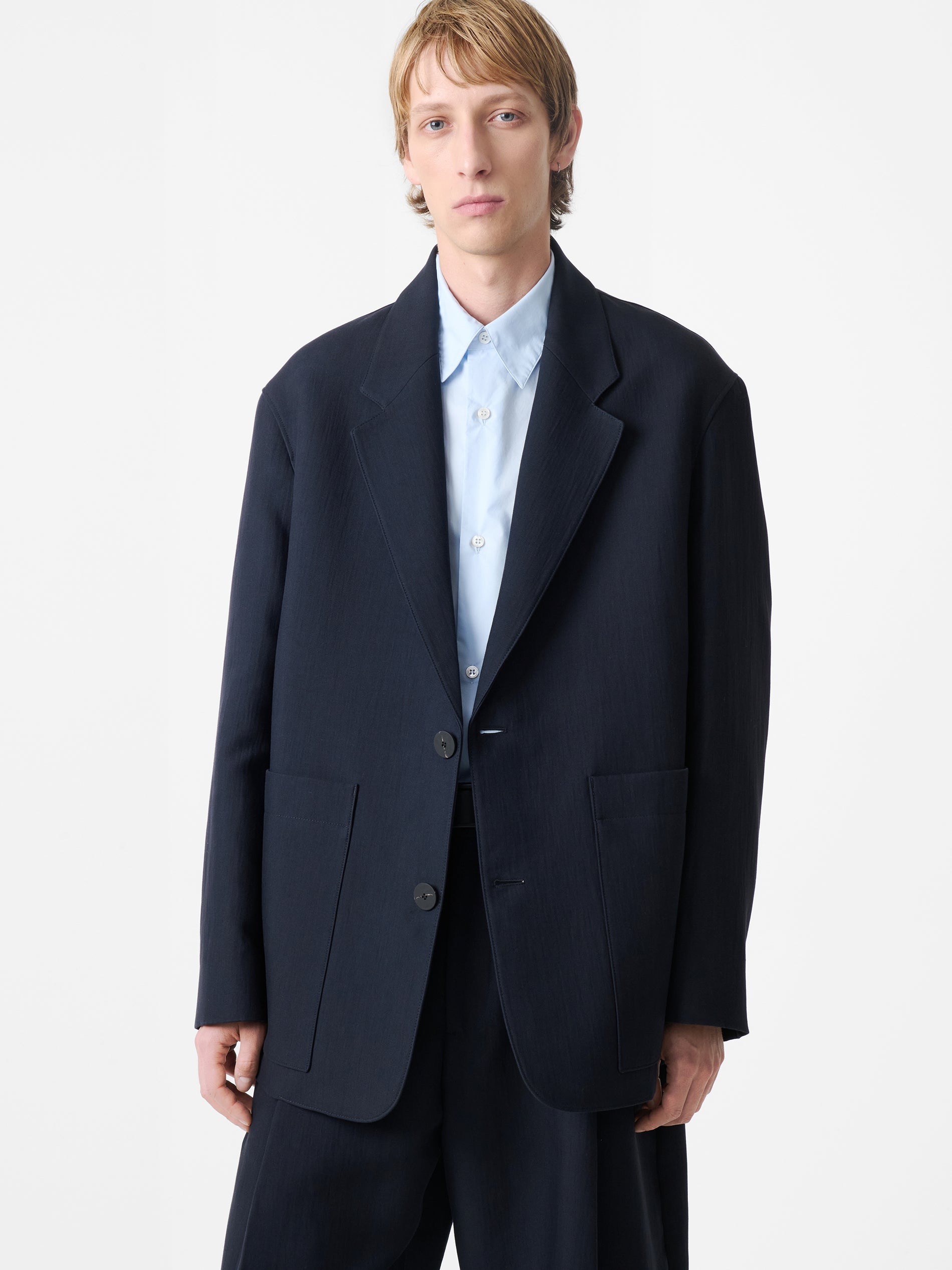 Men's Conde Double Cotton Jacket in Darkest Navy - Studio Nicholson