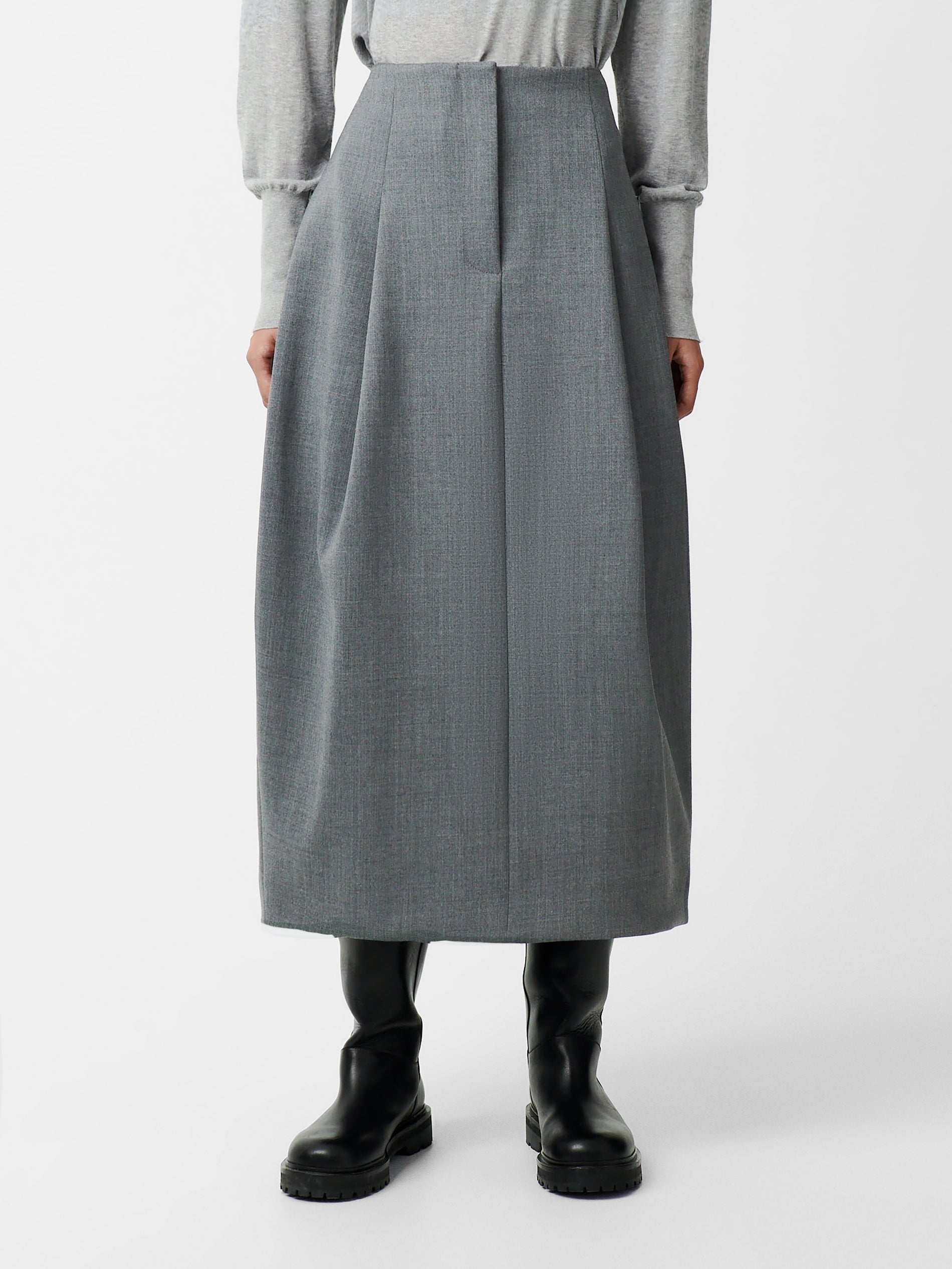 Carson Viscose Skirt in Grey Marl - Studio Nicholson
