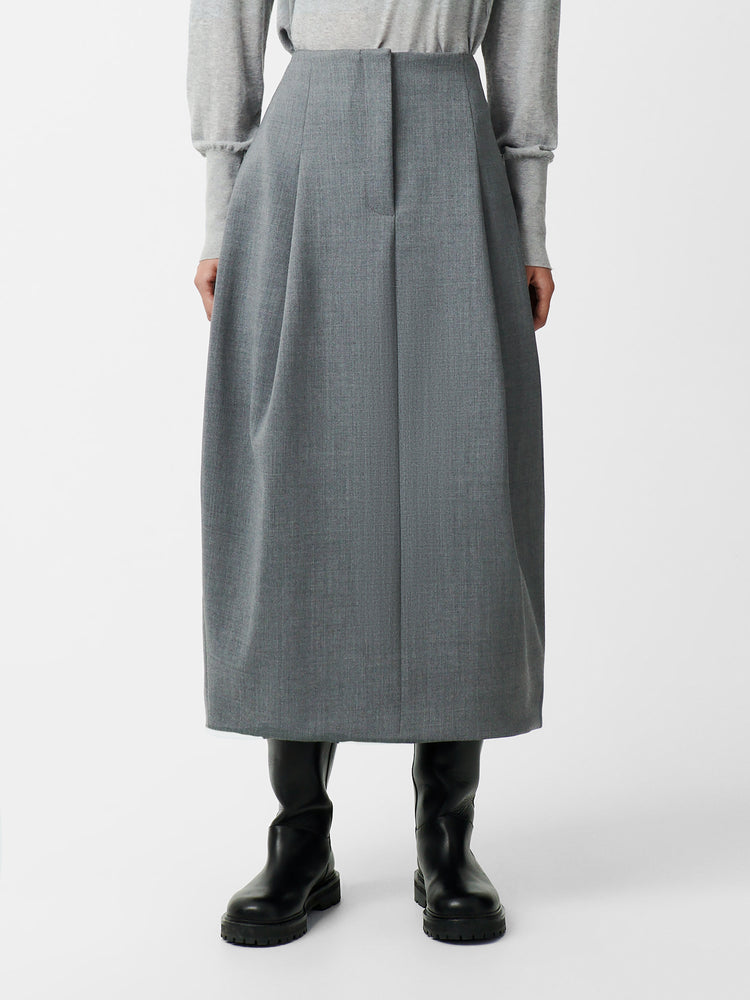Carson Viscose Skirt in Grey Marl