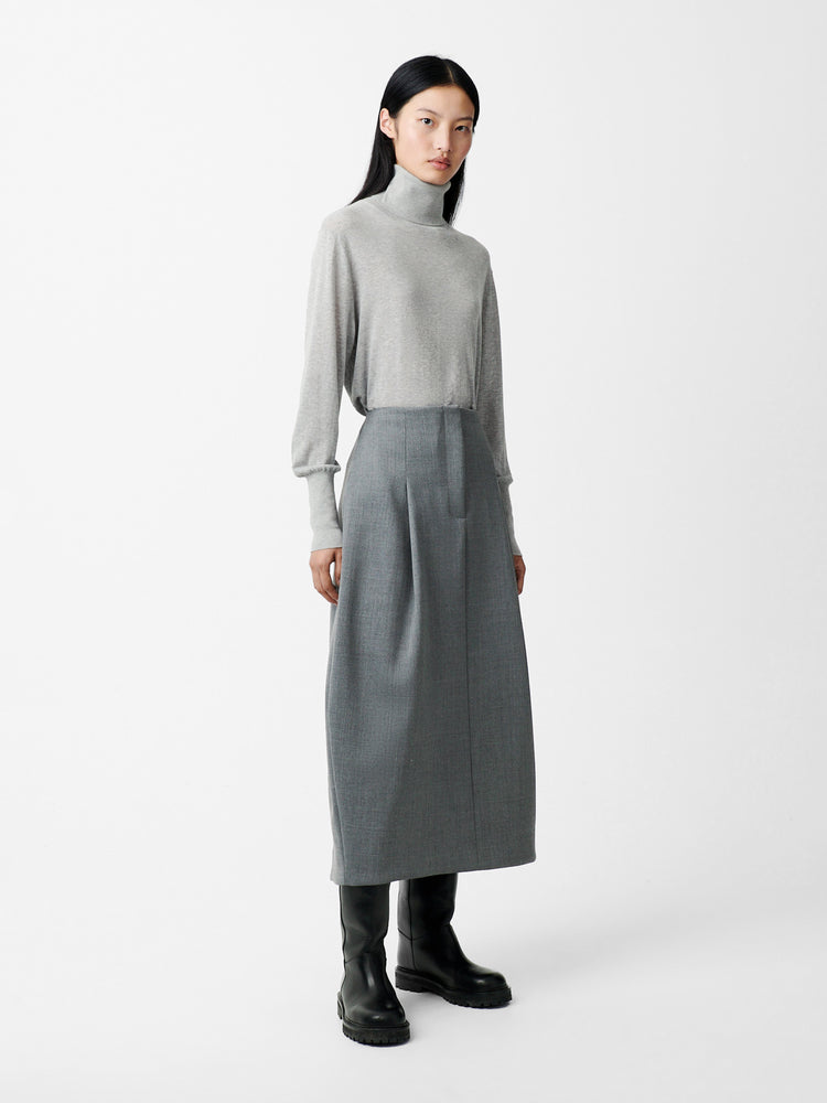 Carson Viscose Skirt in Grey Marl