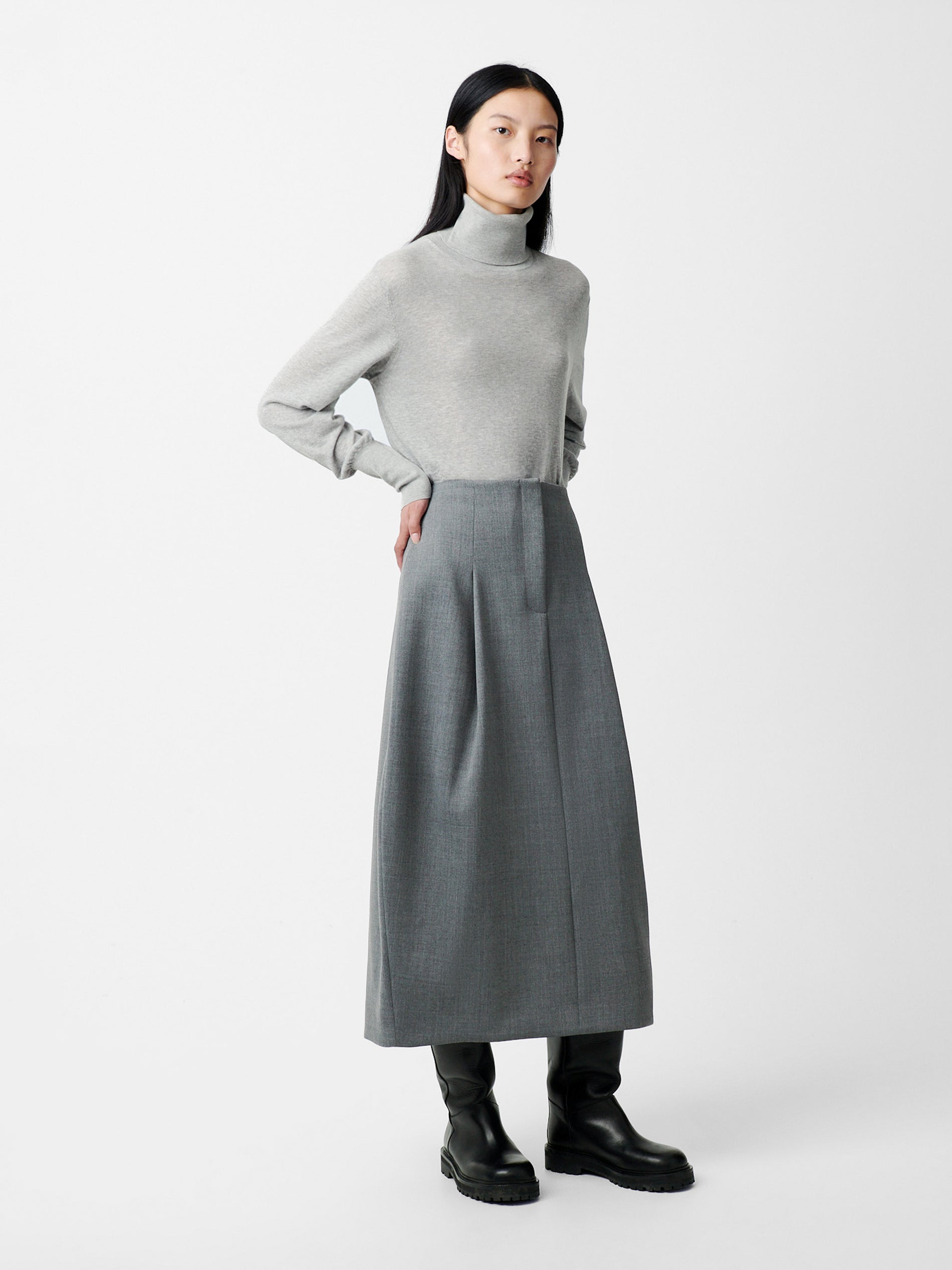 Carson Viscose Skirt in Grey Marl - Studio Nicholson