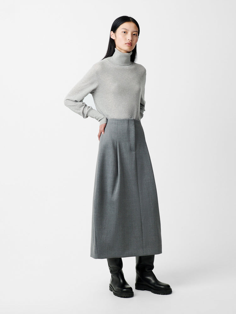 Carson Viscose Skirt in Grey Marl