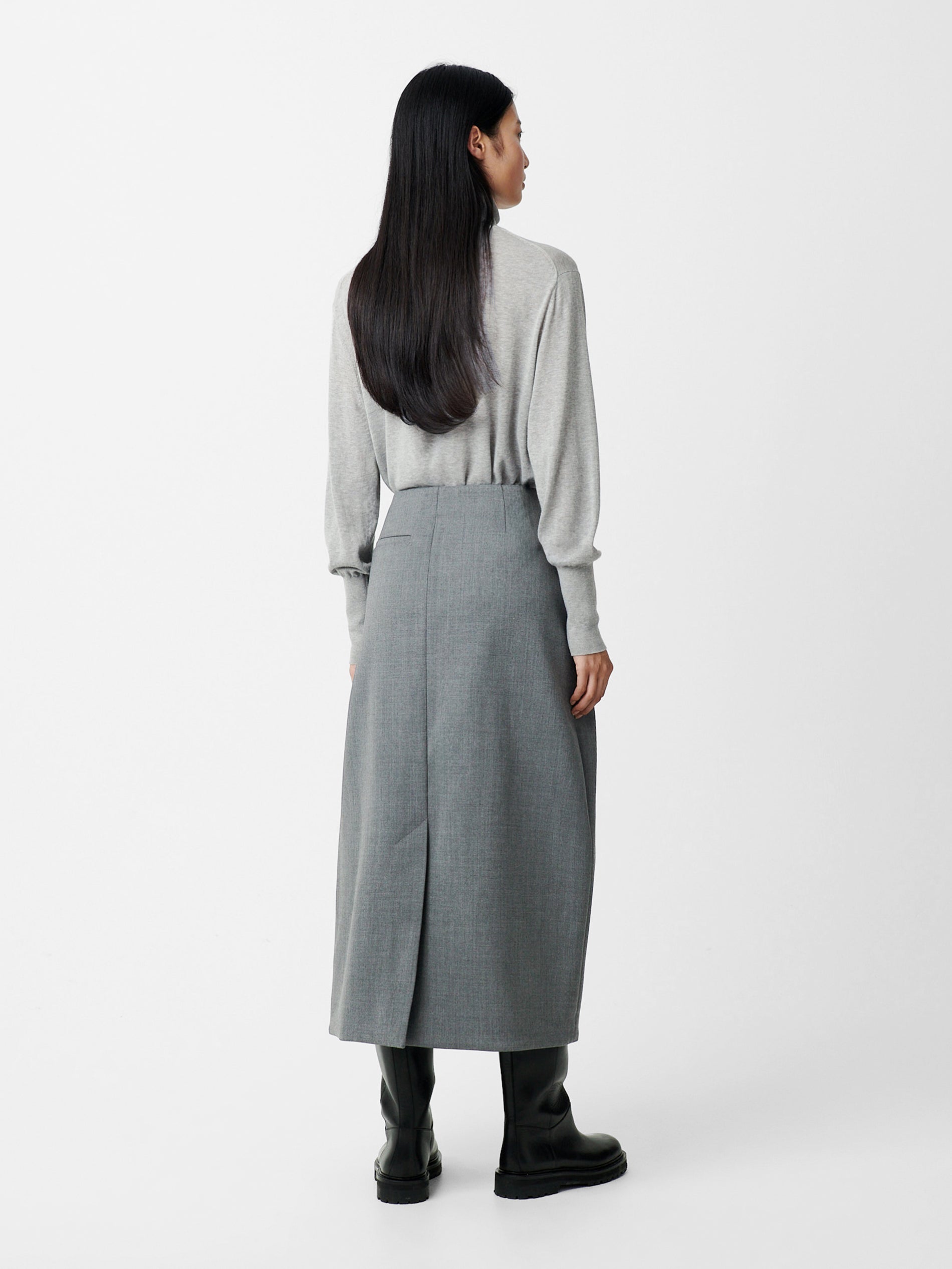 Carson Viscose Skirt in Grey Marl - Studio Nicholson