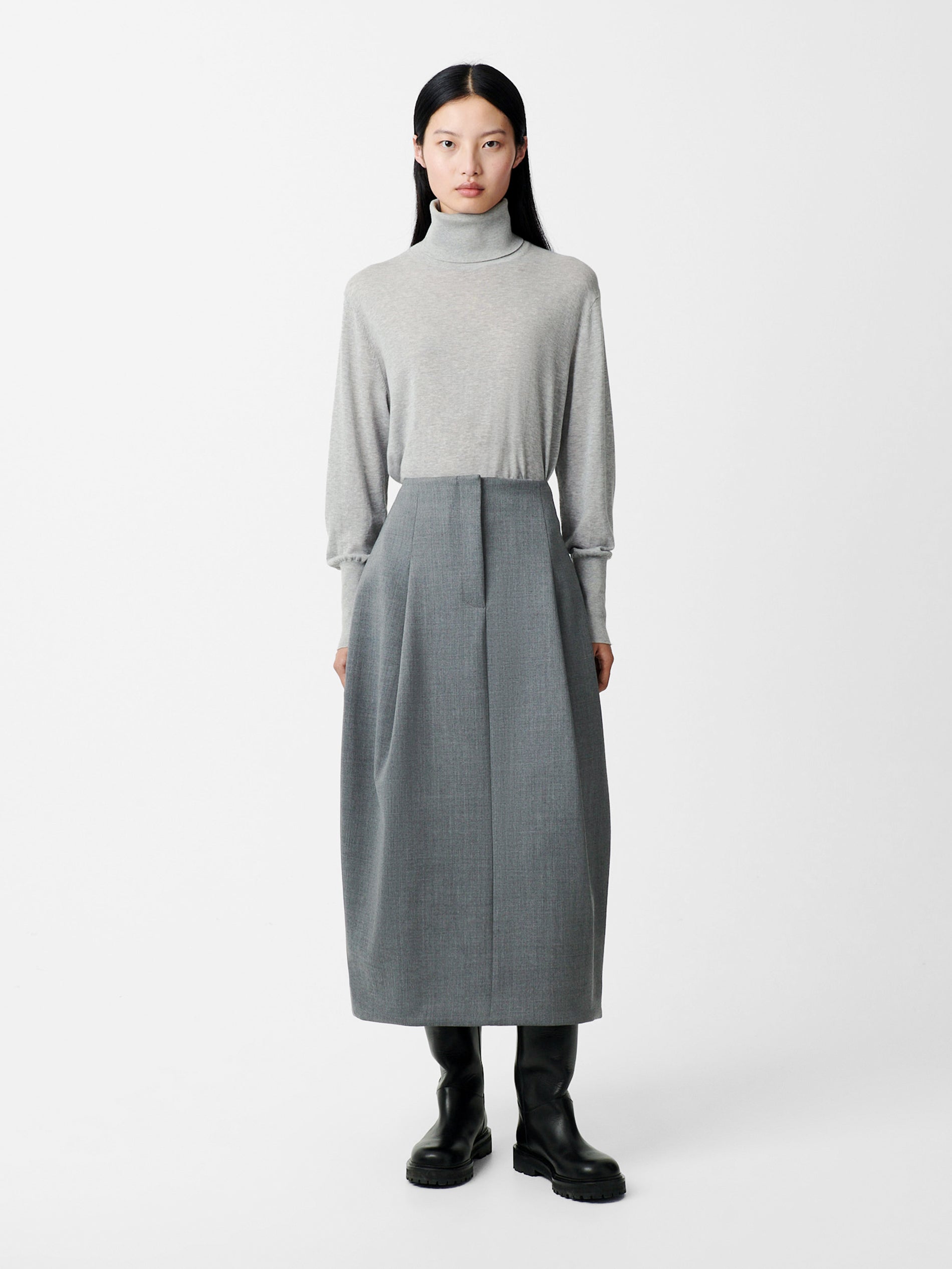 Carson Viscose Skirt in Grey Marl - Studio Nicholson