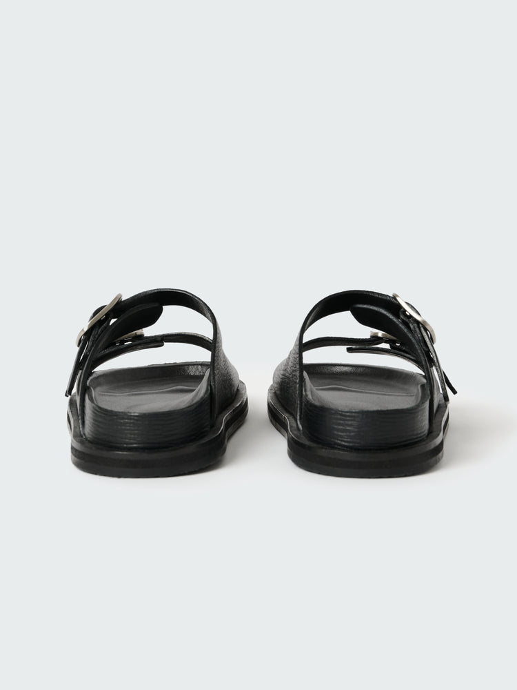 Denver Leather Sandal in Black